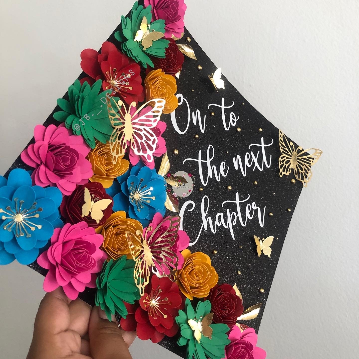 Colorful Floral Graduation Cap Topper