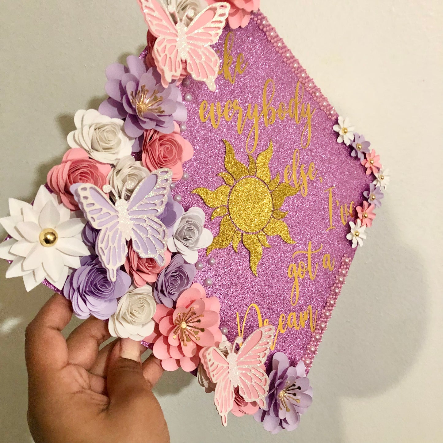 Rapunzel Floral Graduation Cap