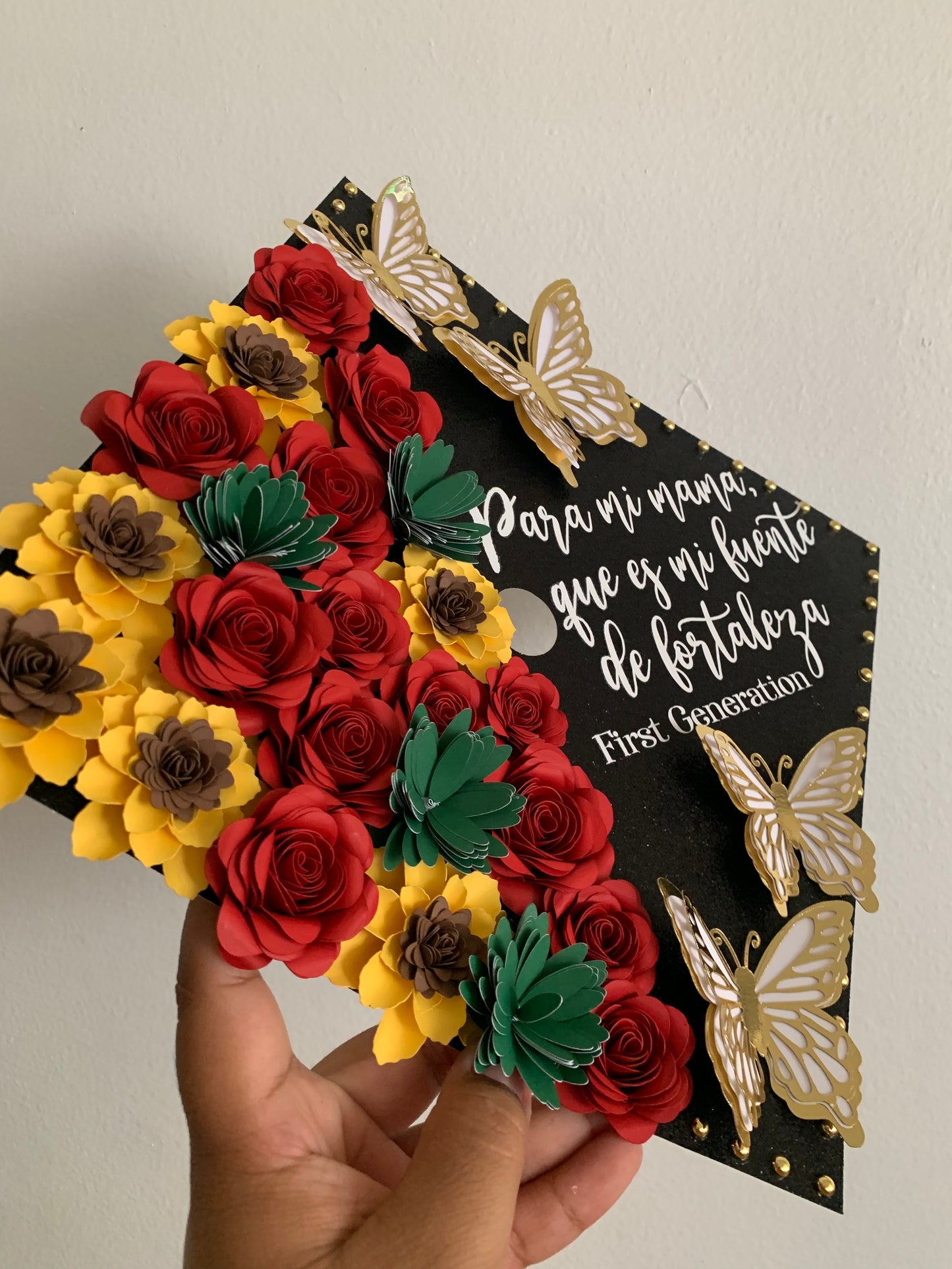 Sunflower and Roses Graduation Cap Topper