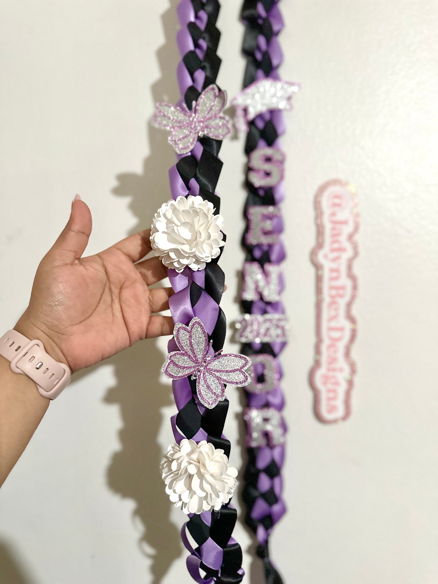 Purple Floral Senior 2025 Graduation Lei