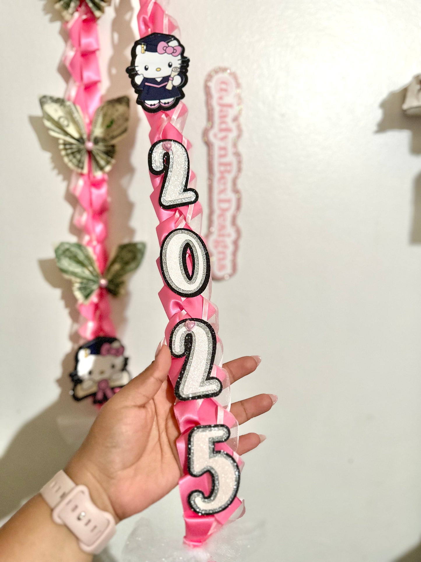 2025 Hot Pink Hello Kitty Graduation Lei