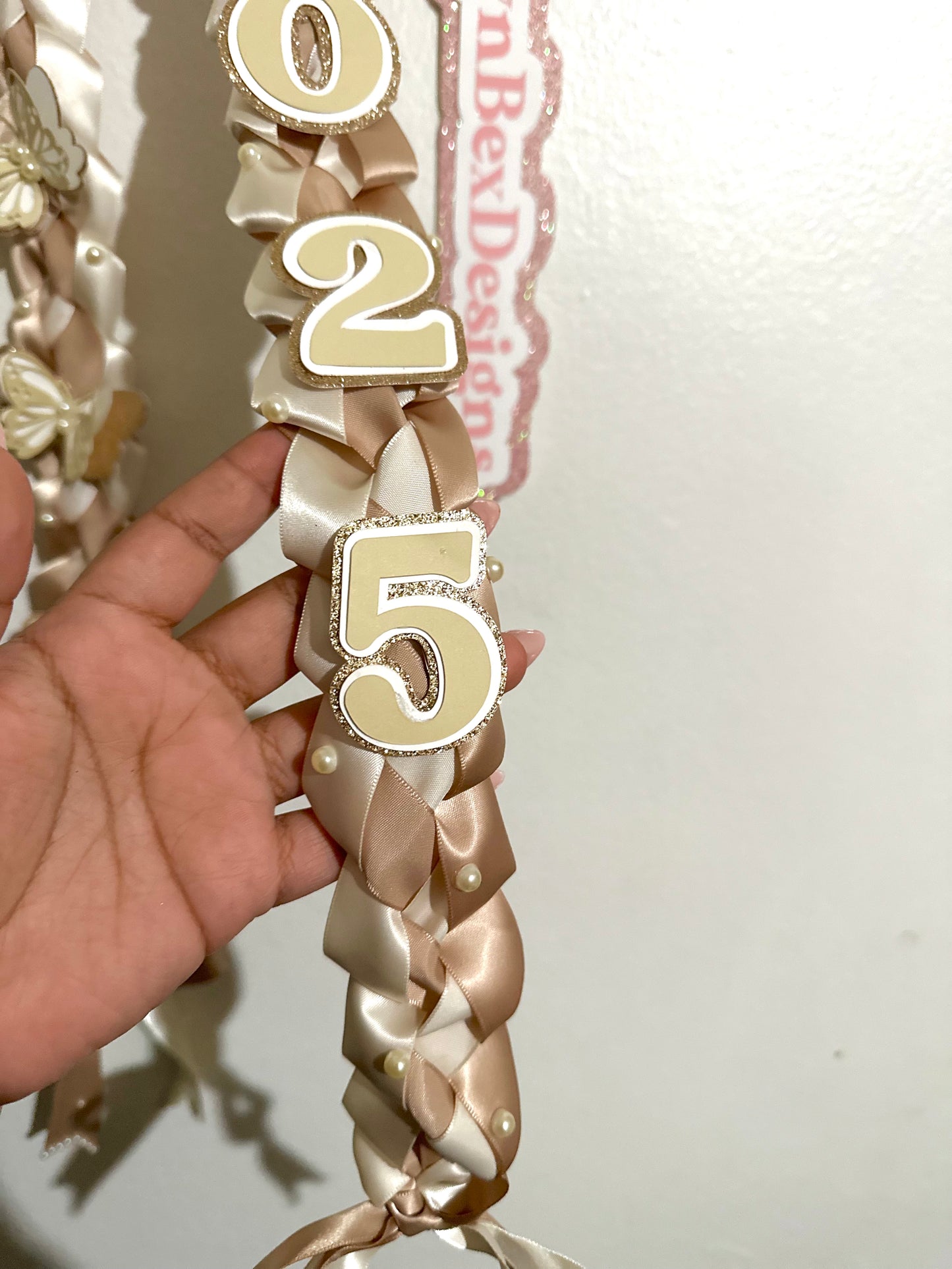 Neutral/Beige Coquette 2025 Graduation Lei