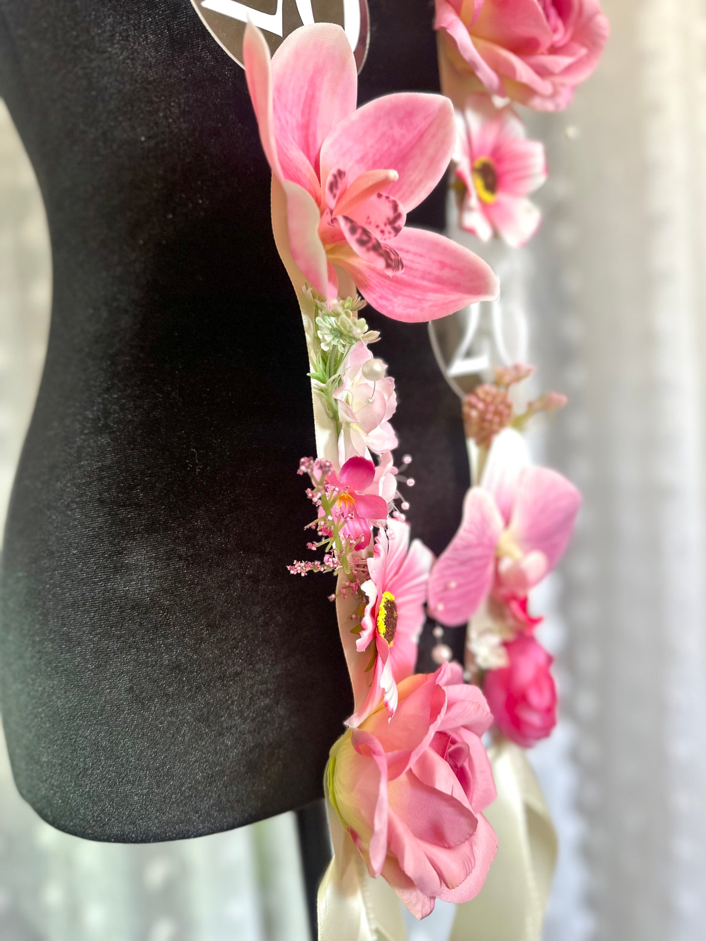 Elegant, Personalized Pink Mixed Floral Graduation Lei, class of 2026