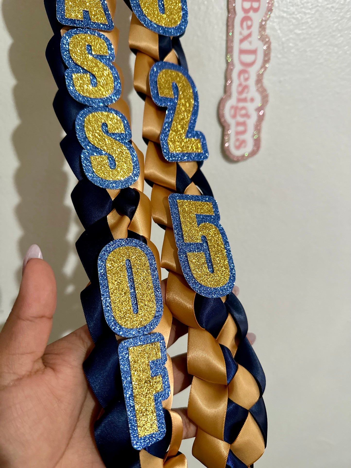 Dark Blue and Gold Graduation Lei