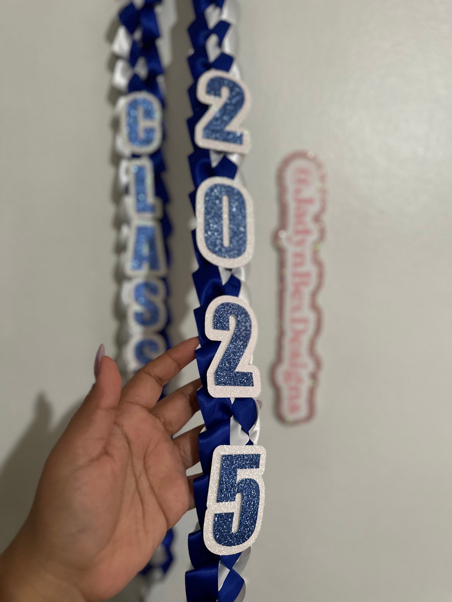 Blue and White Graduation Lei