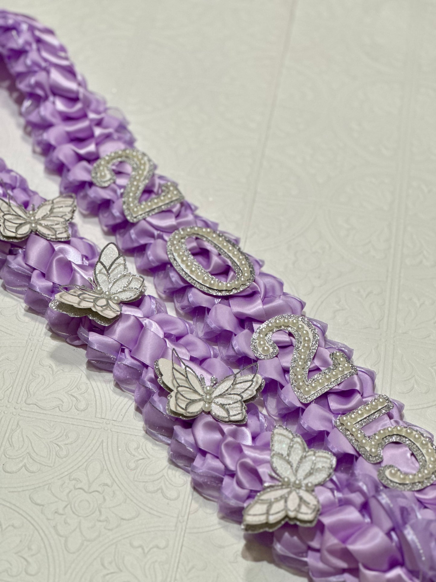 2025 Double Braided Liliac Coquette Graduation Lei