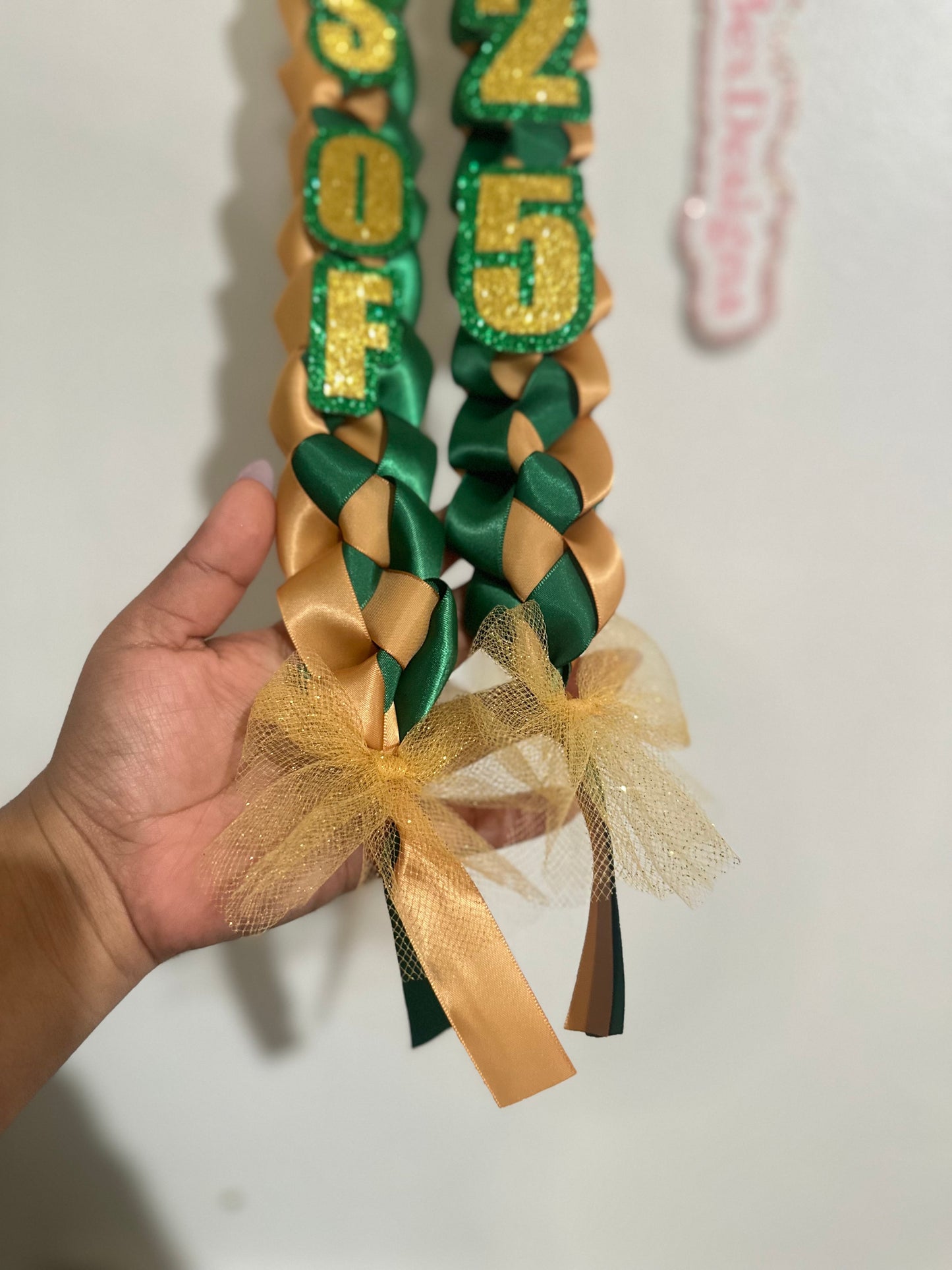 Green and Gold Graduation Lei