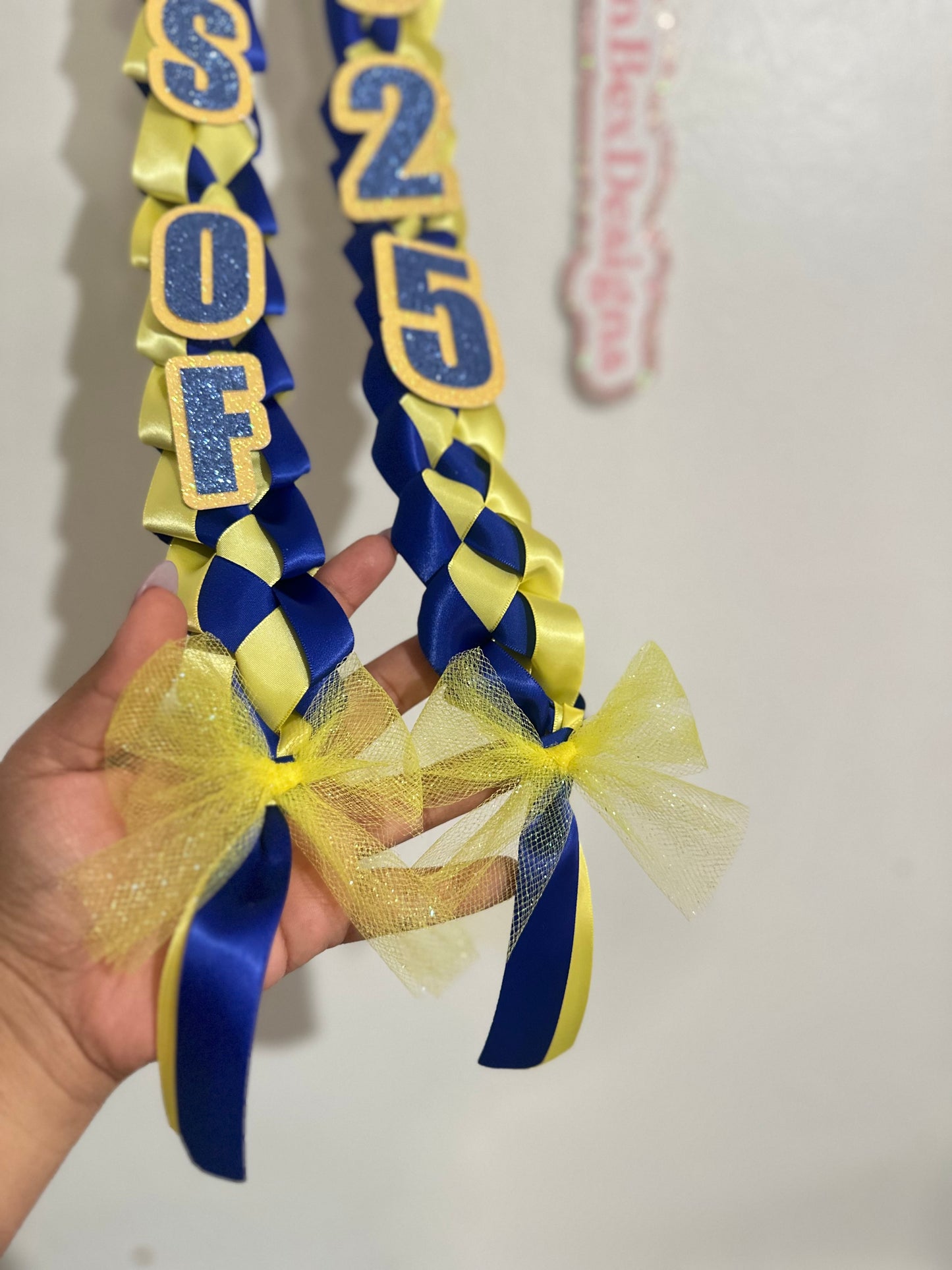 Blue and Yellow Graduation Lei