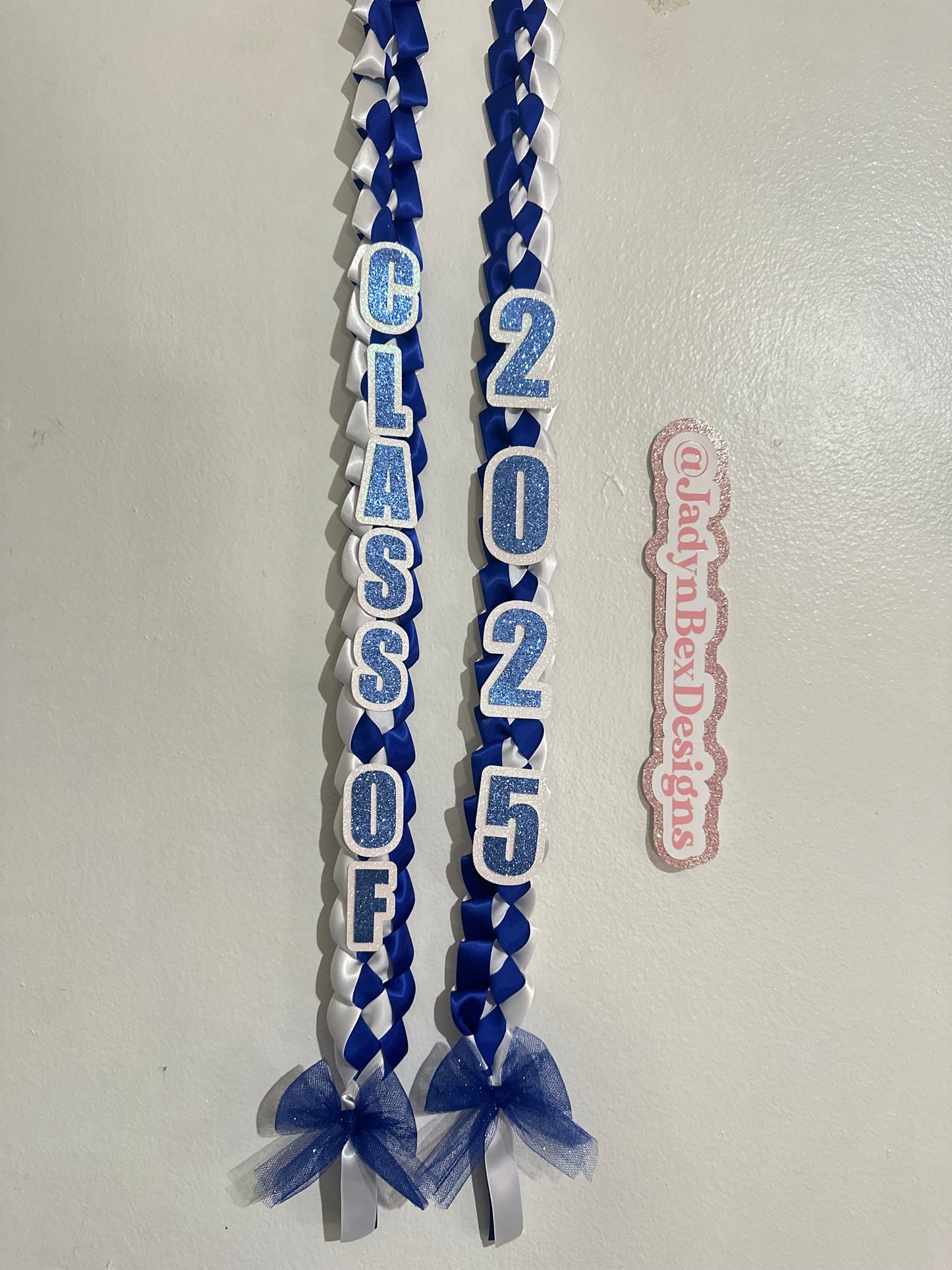 Blue and White Graduation Lei