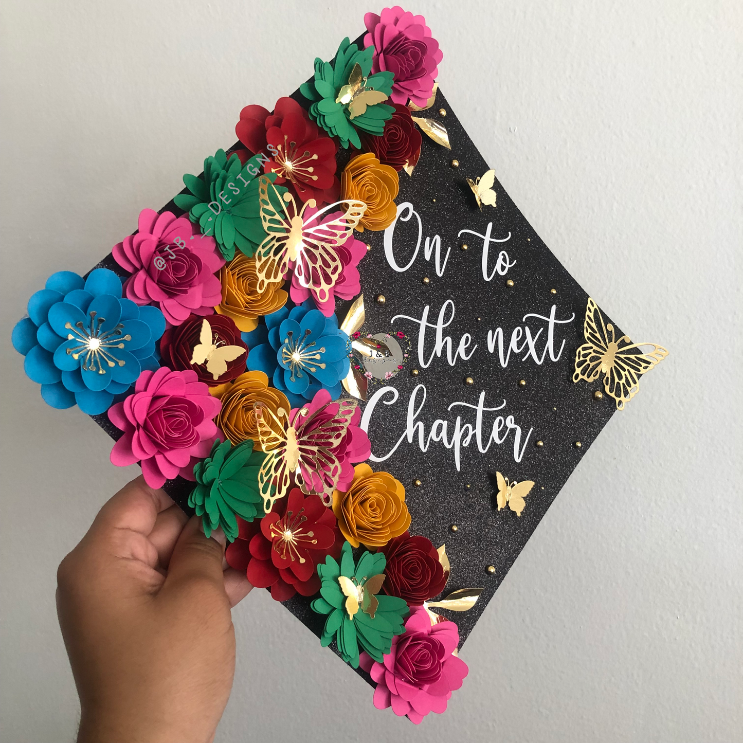 Colorful Floral Graduation Cap Topper