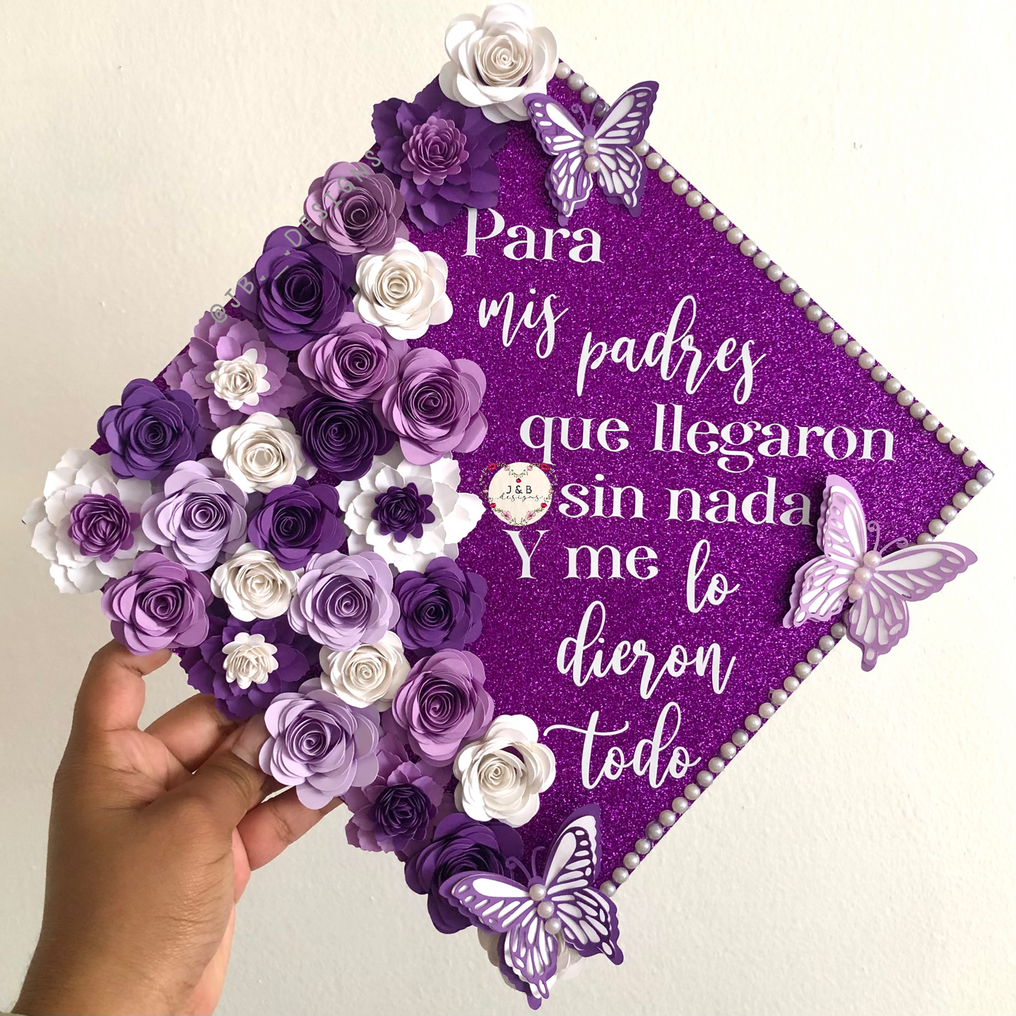 Purple Floral Graduation Cap Topper