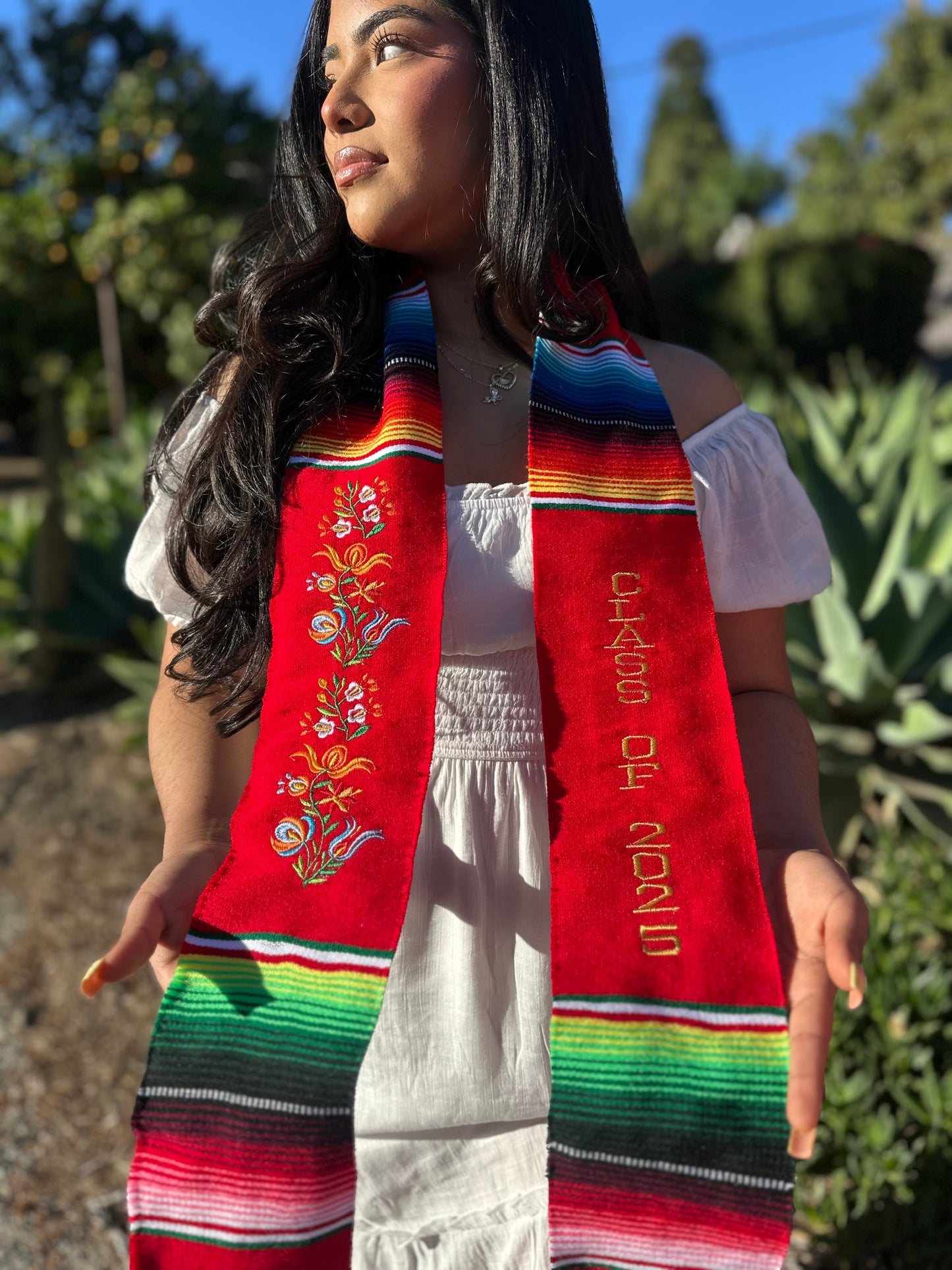 Red Floral Sarape Stole Class of 2025