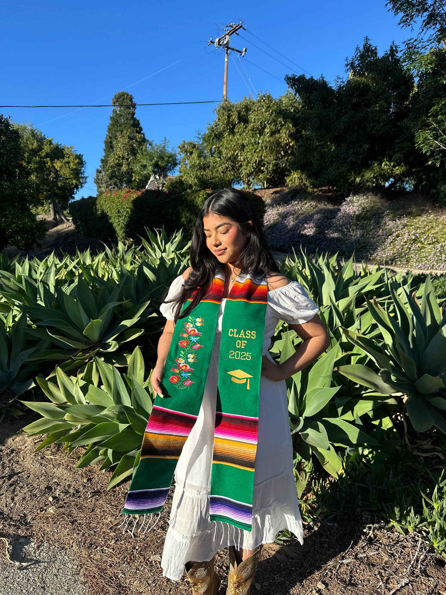 Green Floral Class of 2025 Sarape Stole