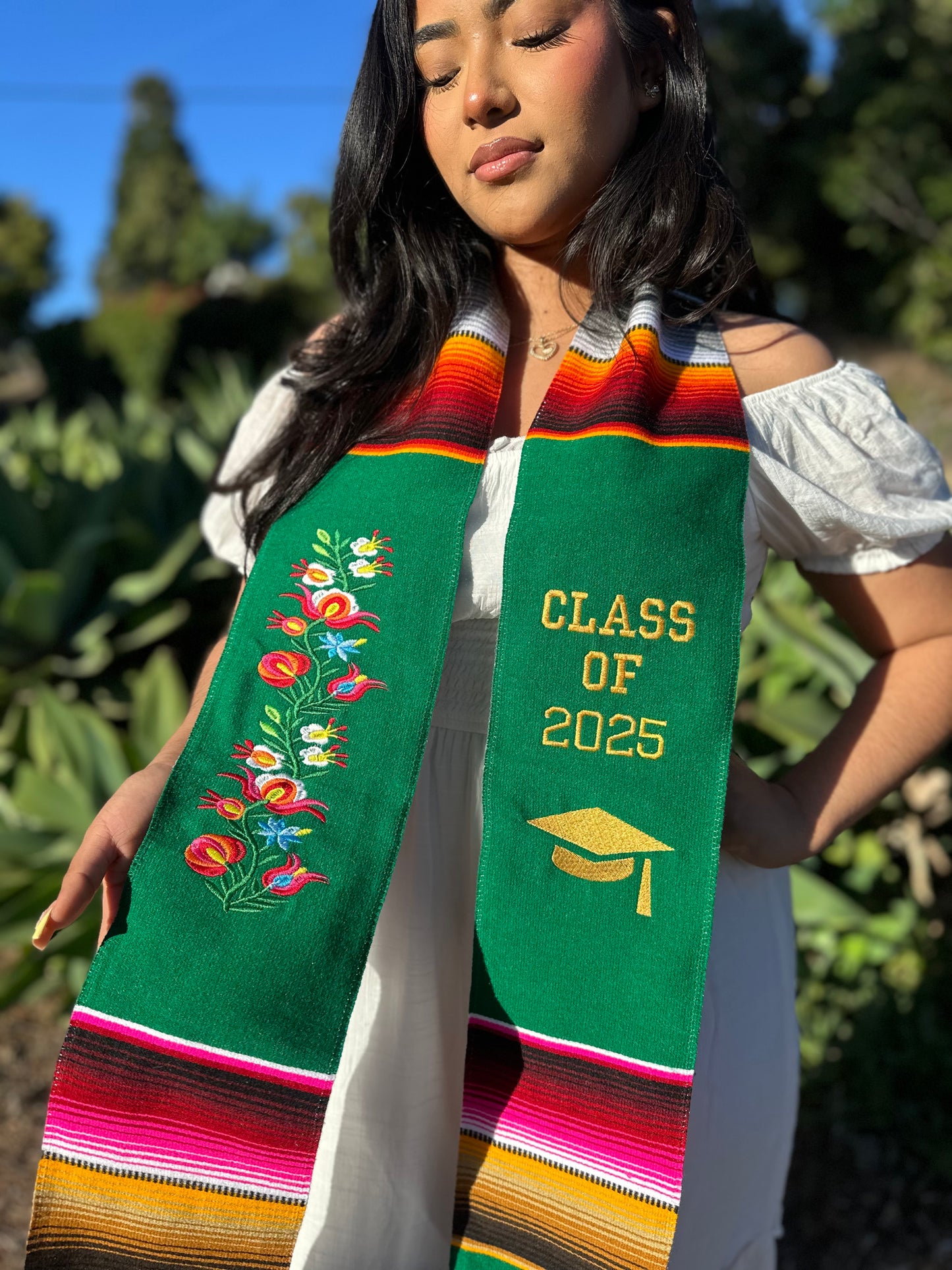 Green Floral Class of 2025 Sarape Stole