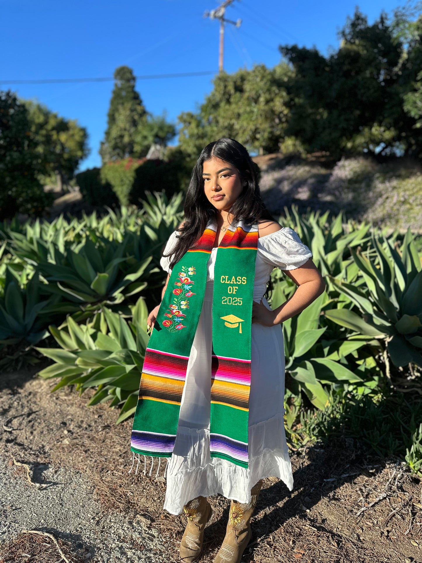 Green Floral Class of 2025 Sarape Stole