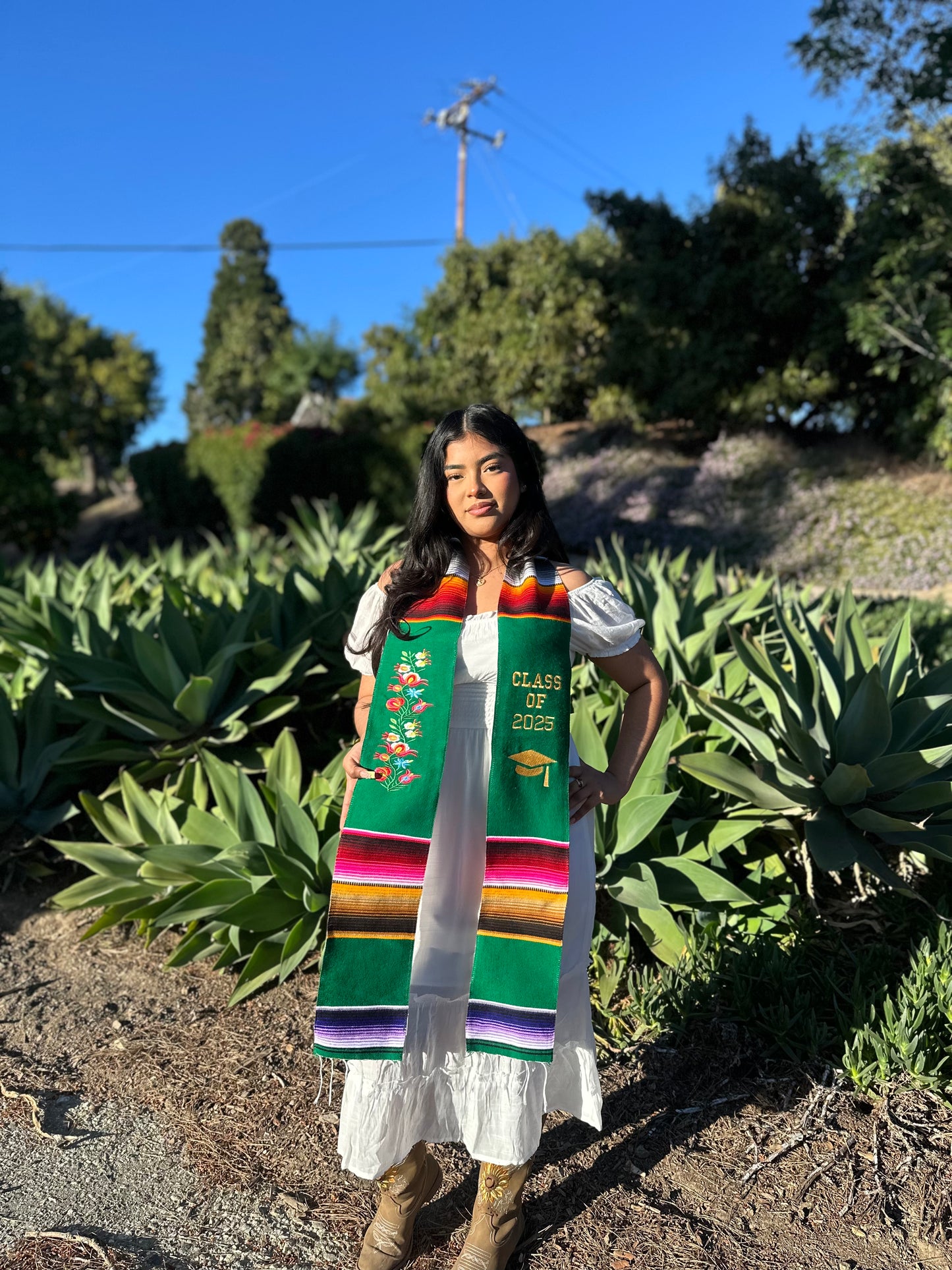 Green Floral Class of 2025 Sarape Stole