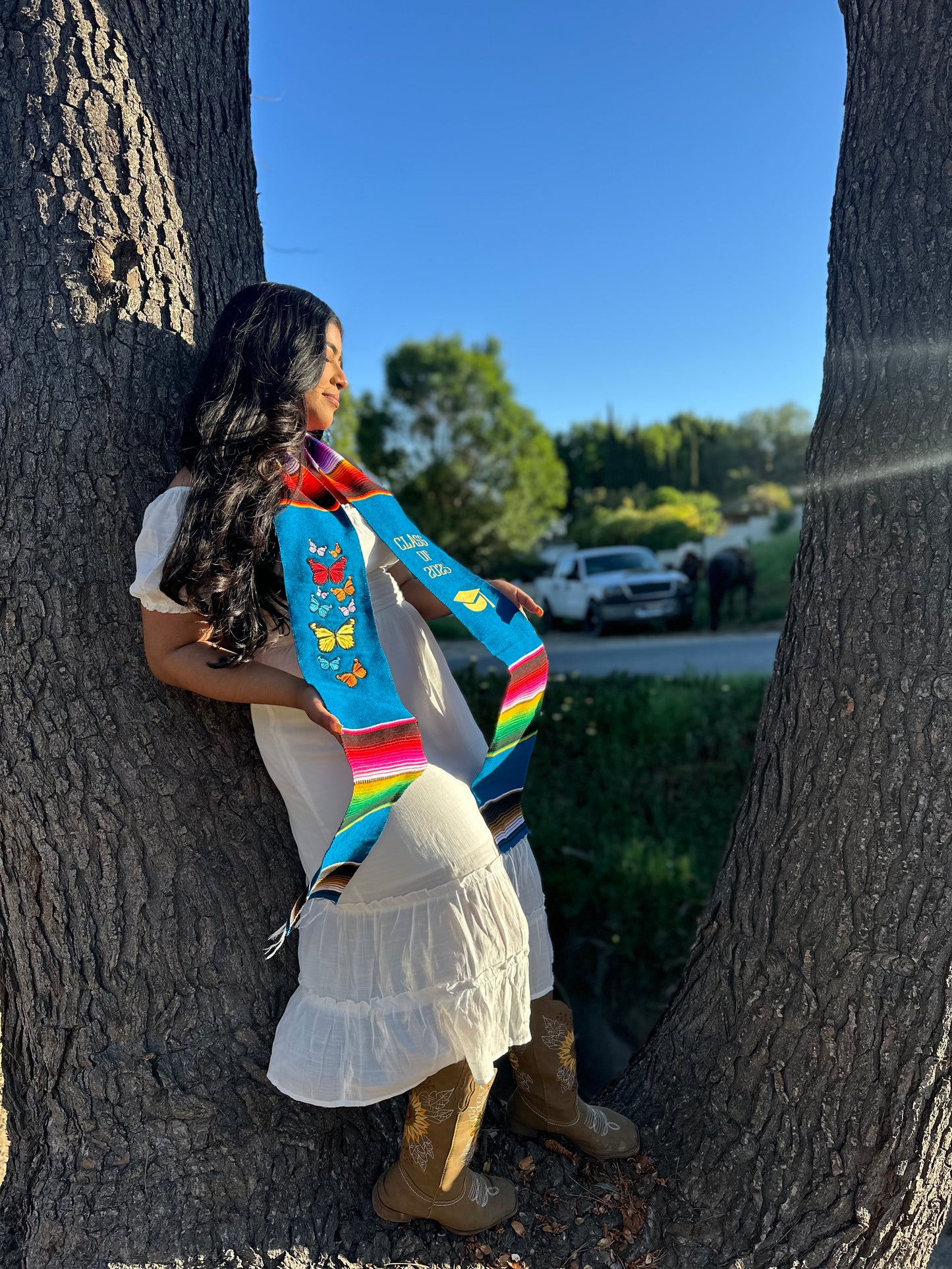 Navy Blue Class of 2025 Butterfly Sarape Stole