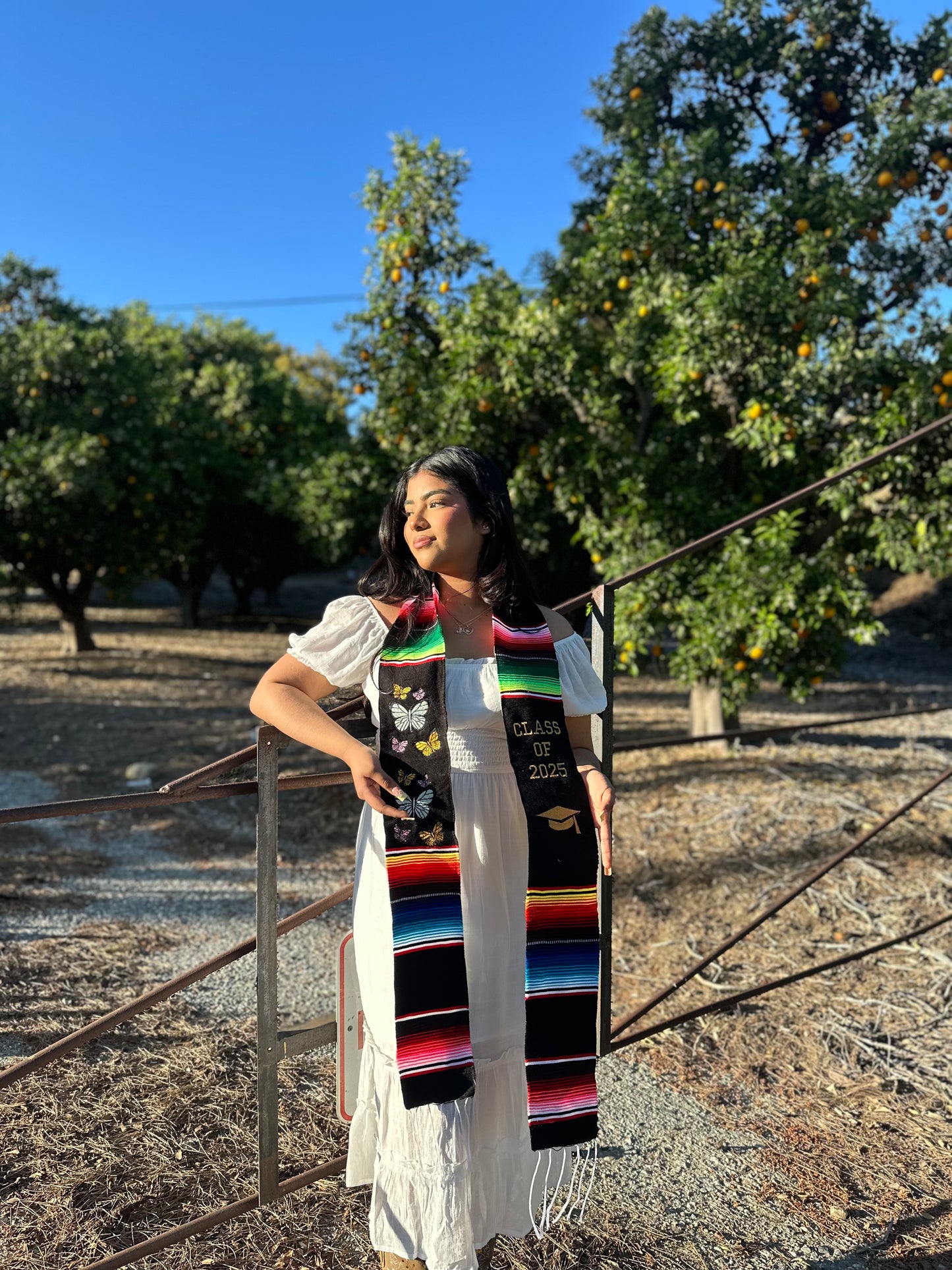 Black Class of 2025 with Butterflies Sarape Stole