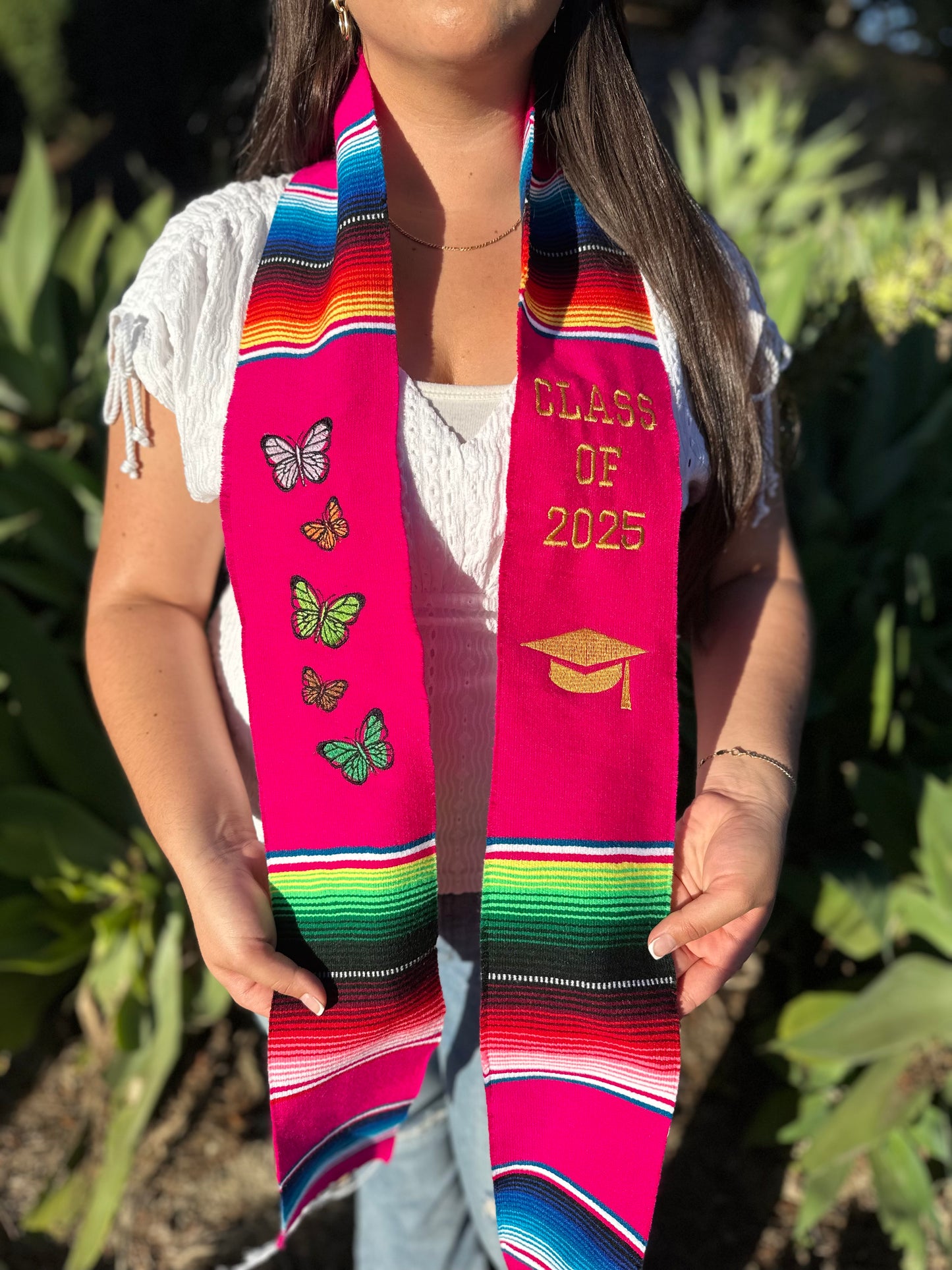 Hot Pink Class of 2025 Butterfly Sarape Stole