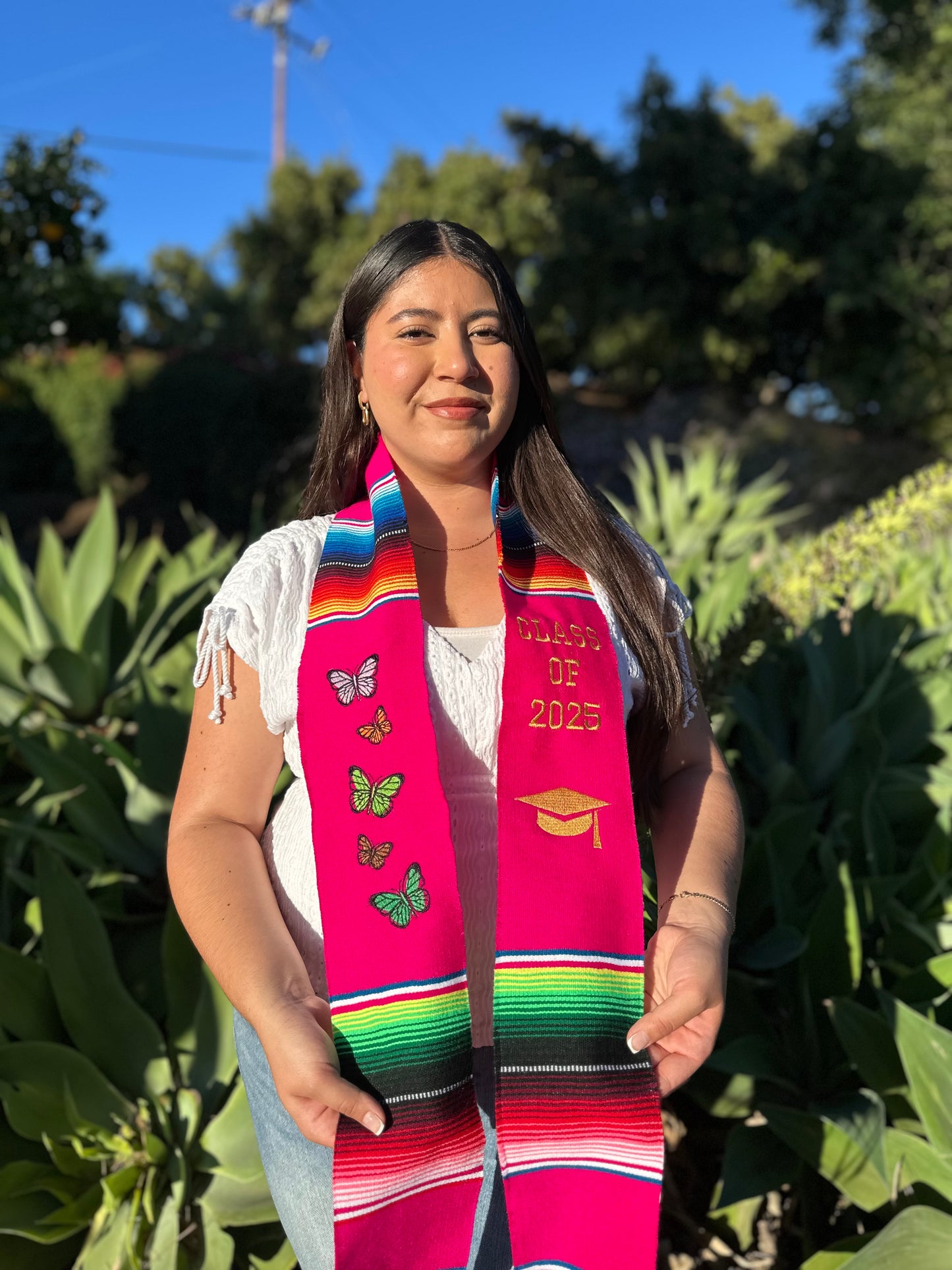 Hot Pink Class of 2025 Butterfly Sarape Stole