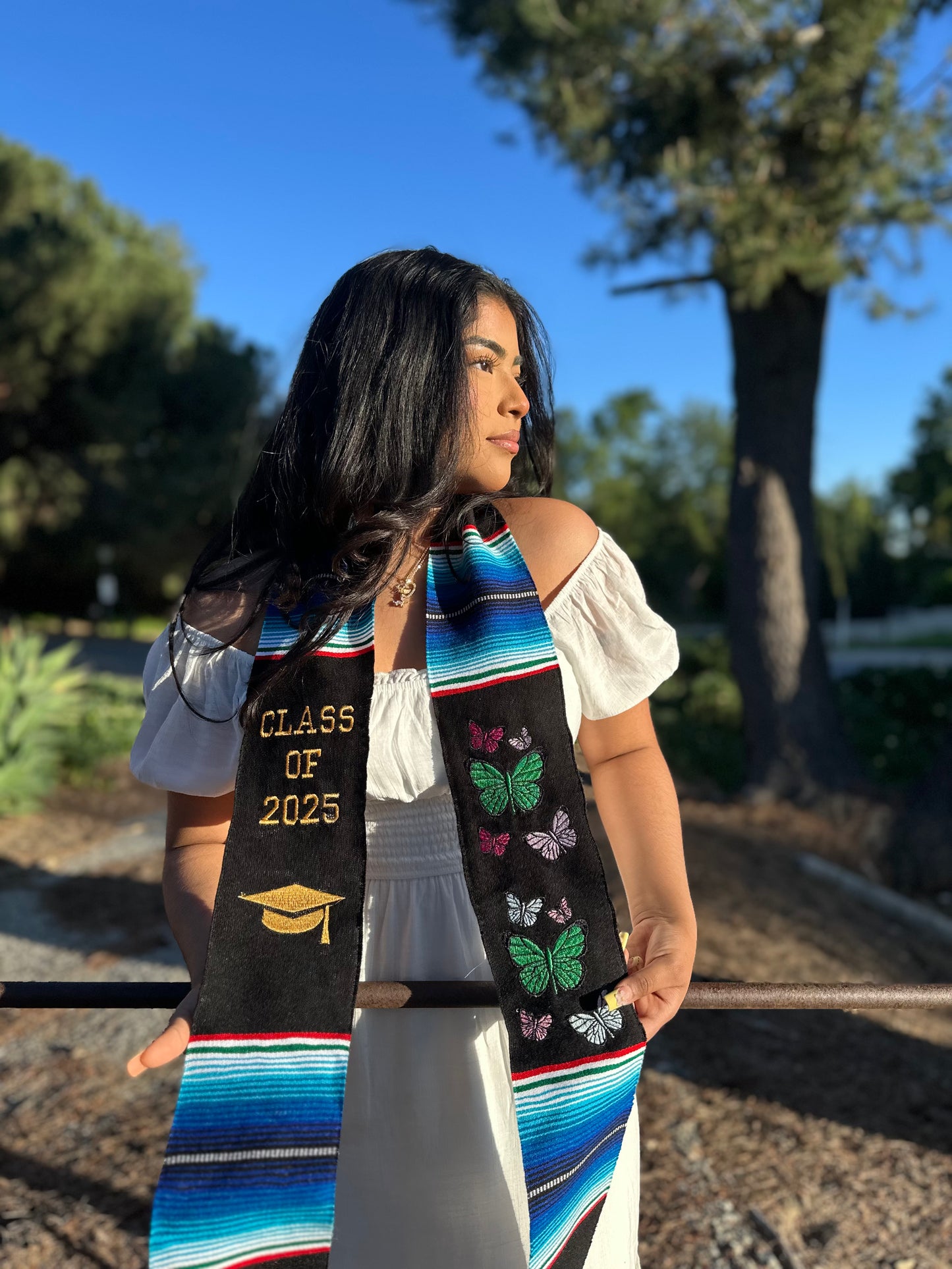 Black Class of 2025 with Butterflies Sarape Stole
