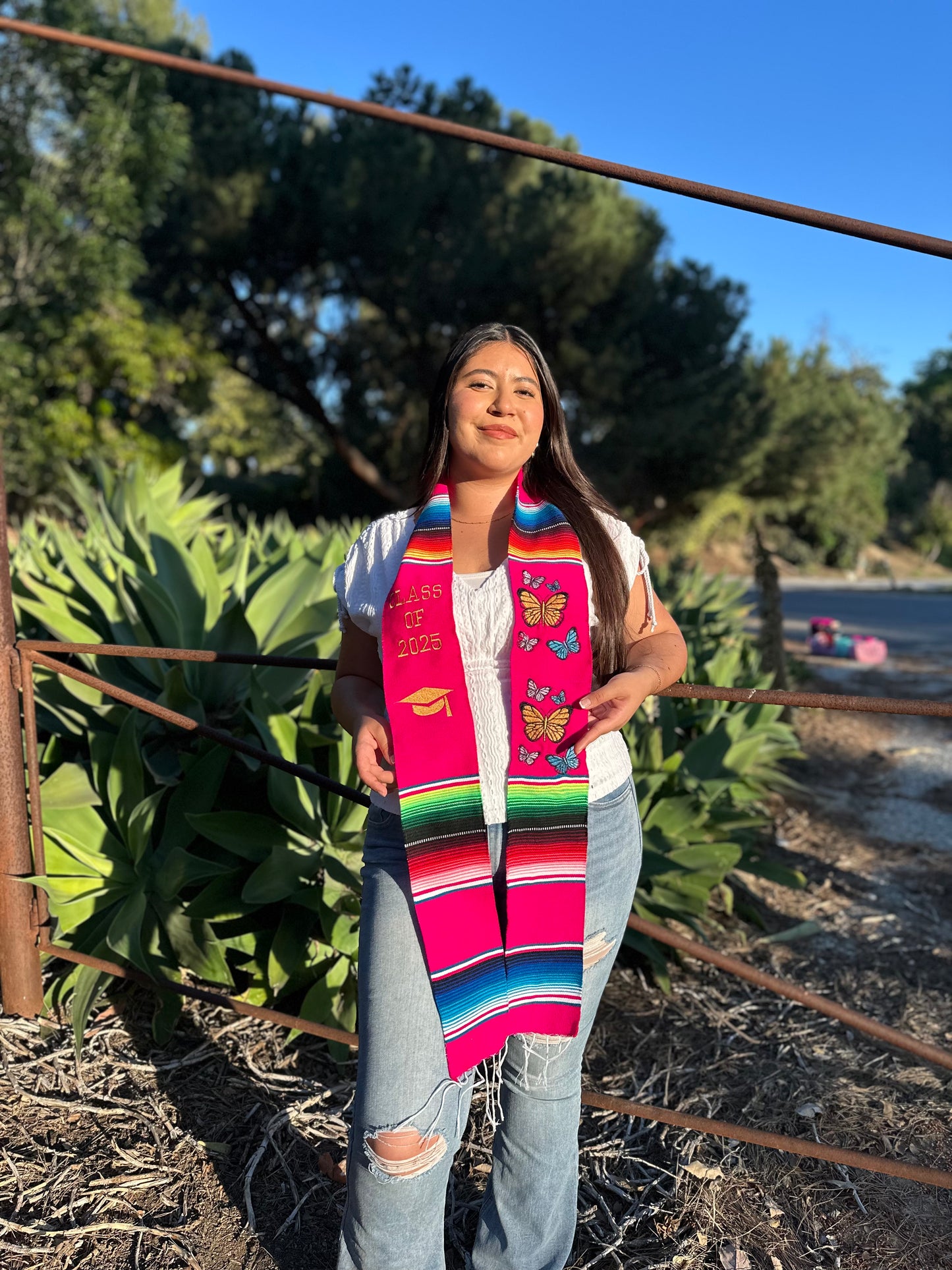 Hot Pink Class of 2025 Butterfly Sarape Stole