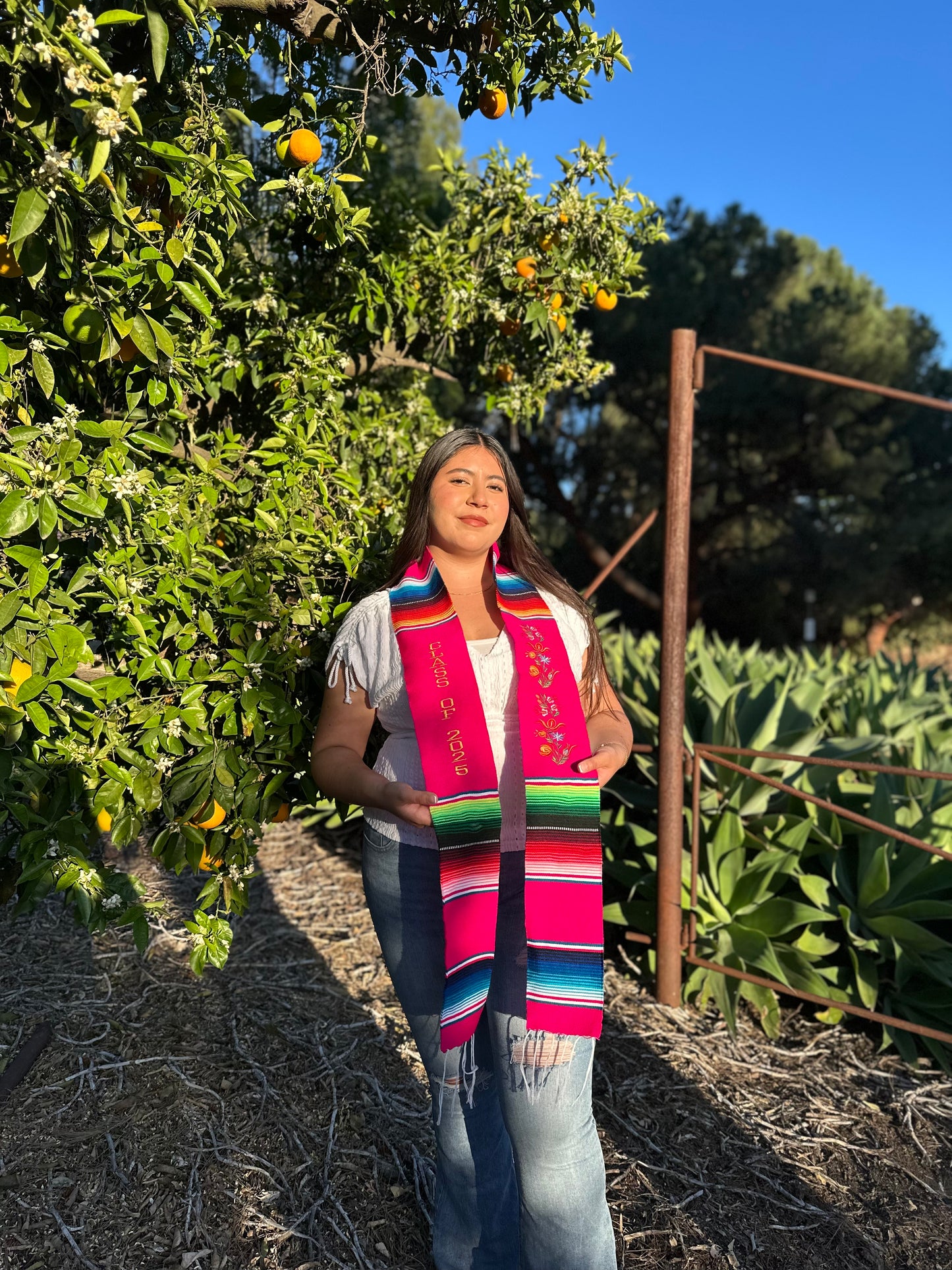 Hot Pink Floral Class of 2025 Sarape Stole