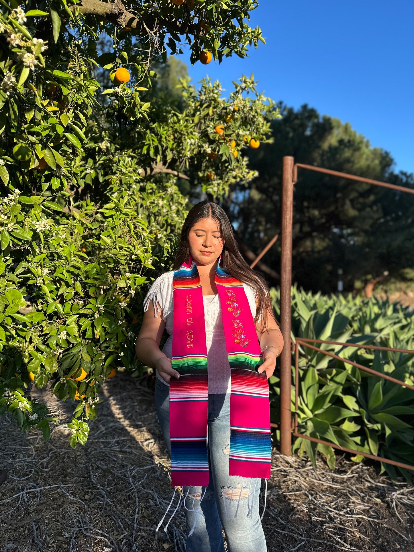 Hot Pink Floral Class of 2025 Sarape Stole