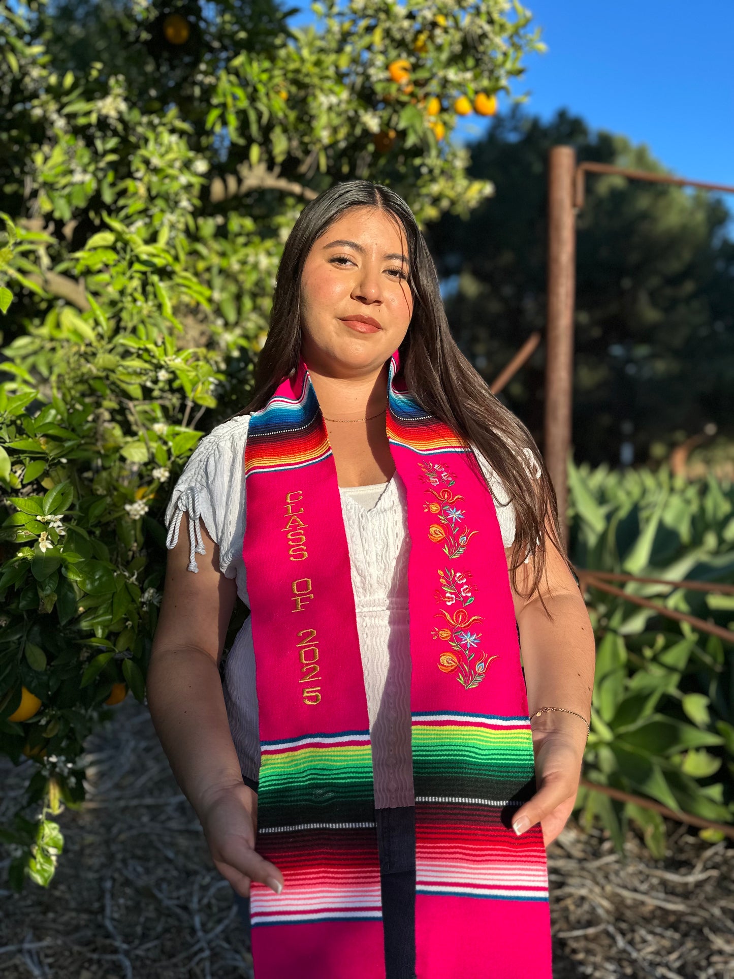 Hot Pink Floral Class of 2025 Sarape Stole
