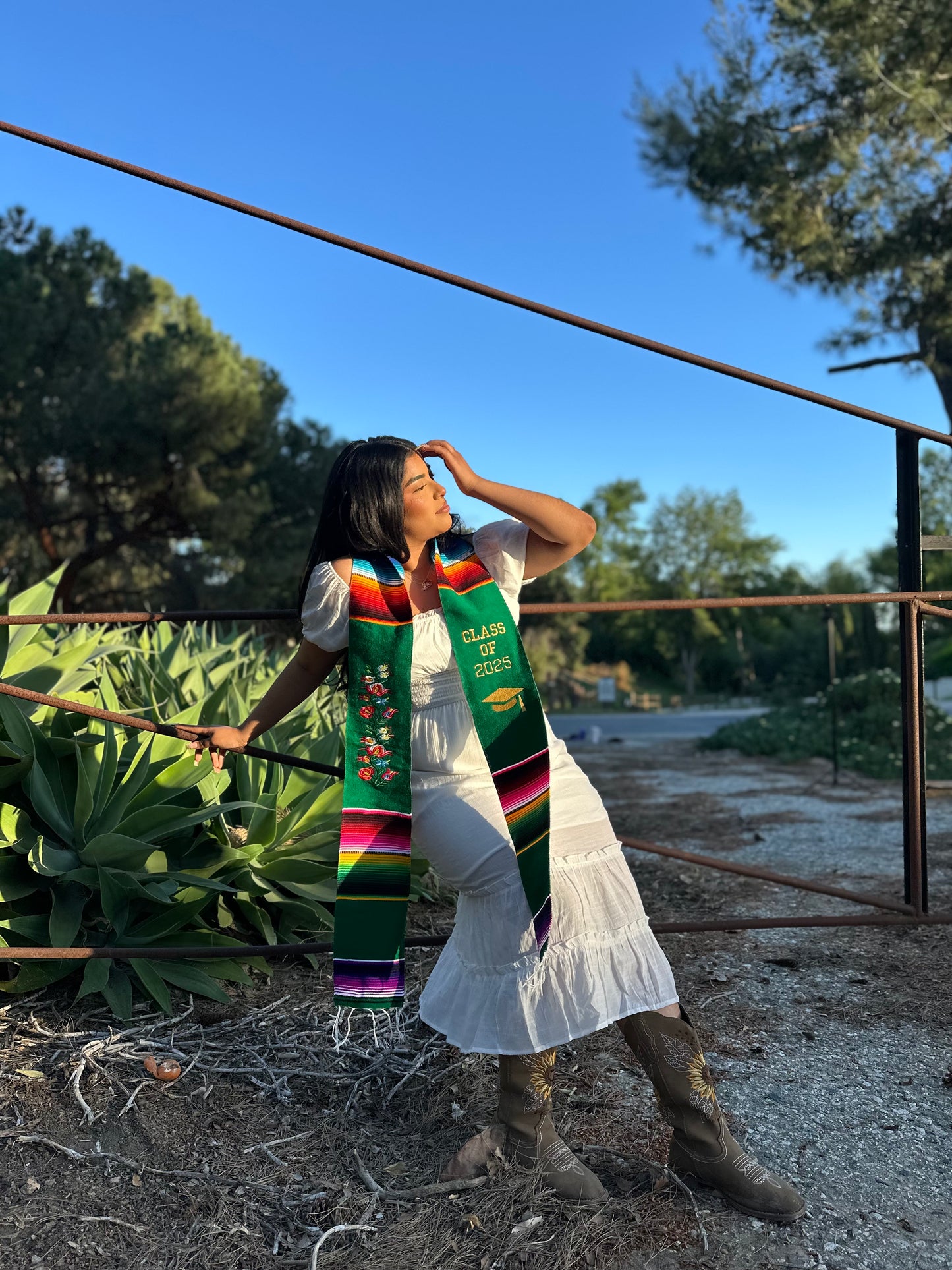Green Floral Class of 2025 Sarape Stole