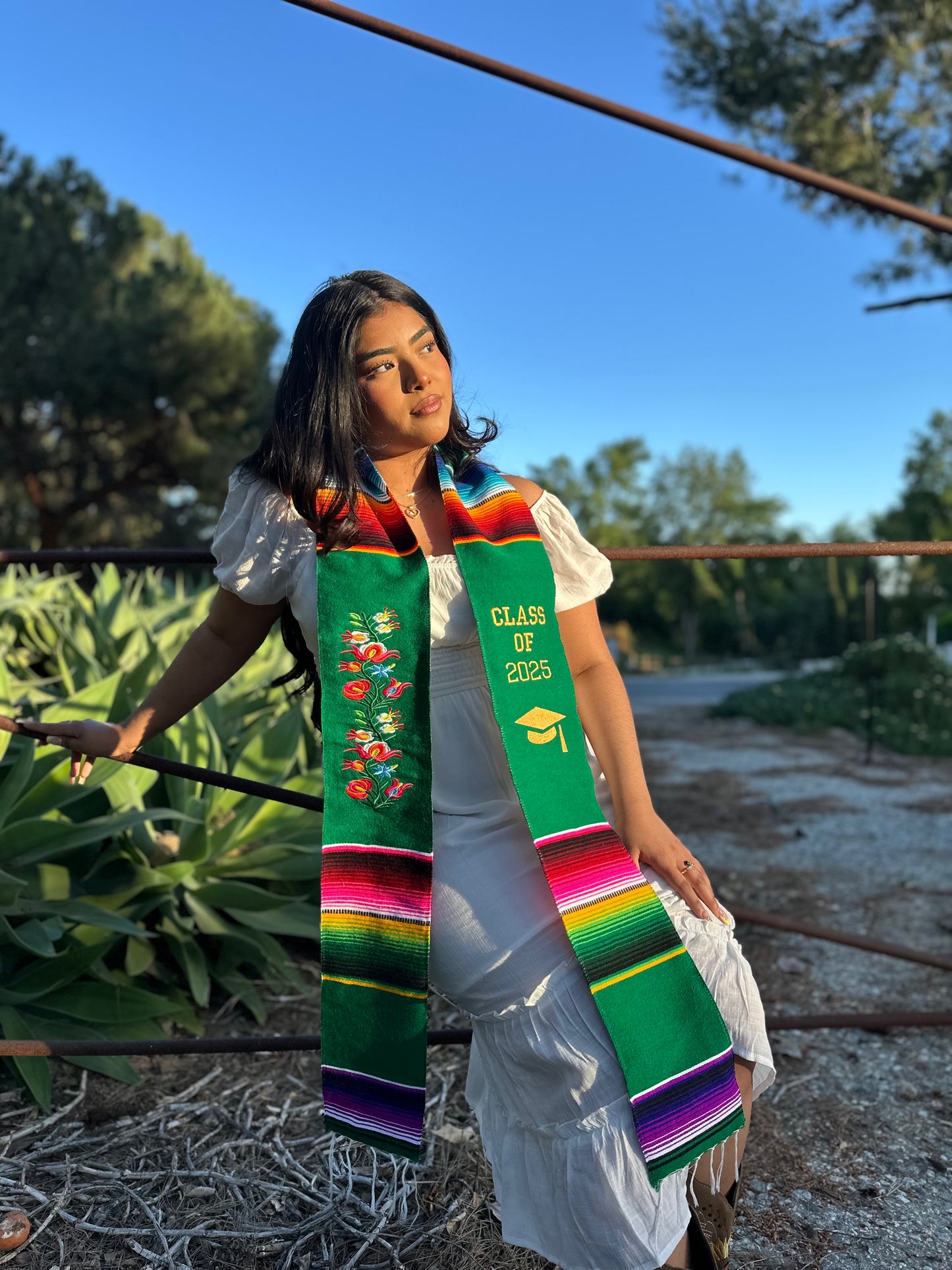 Green Floral Class of 2025 Sarape Stole