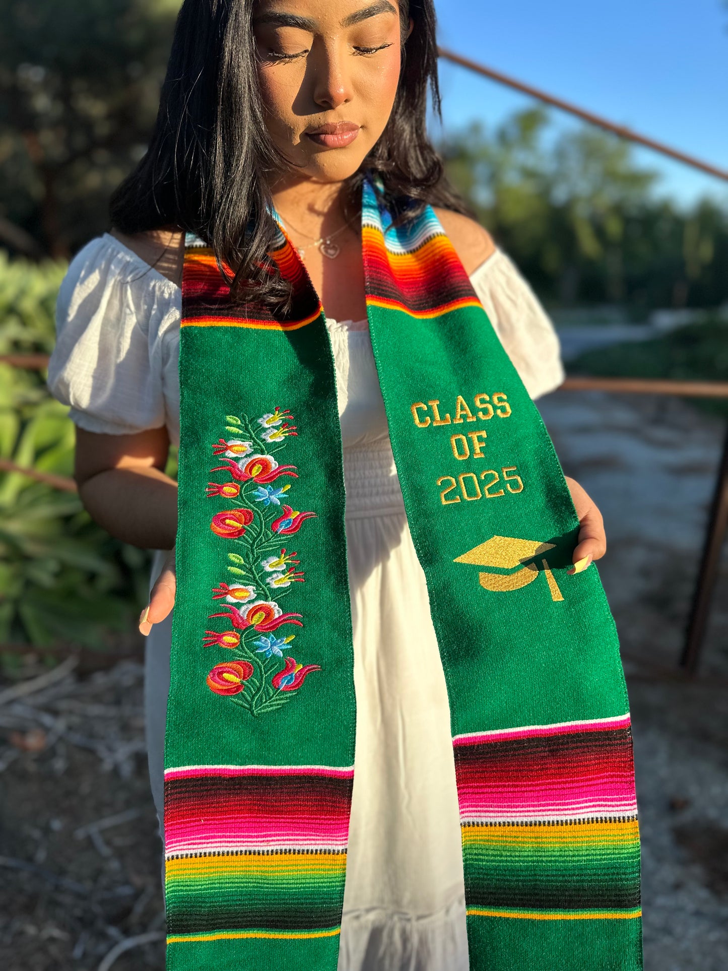 Green Floral Class of 2025 Sarape Stole
