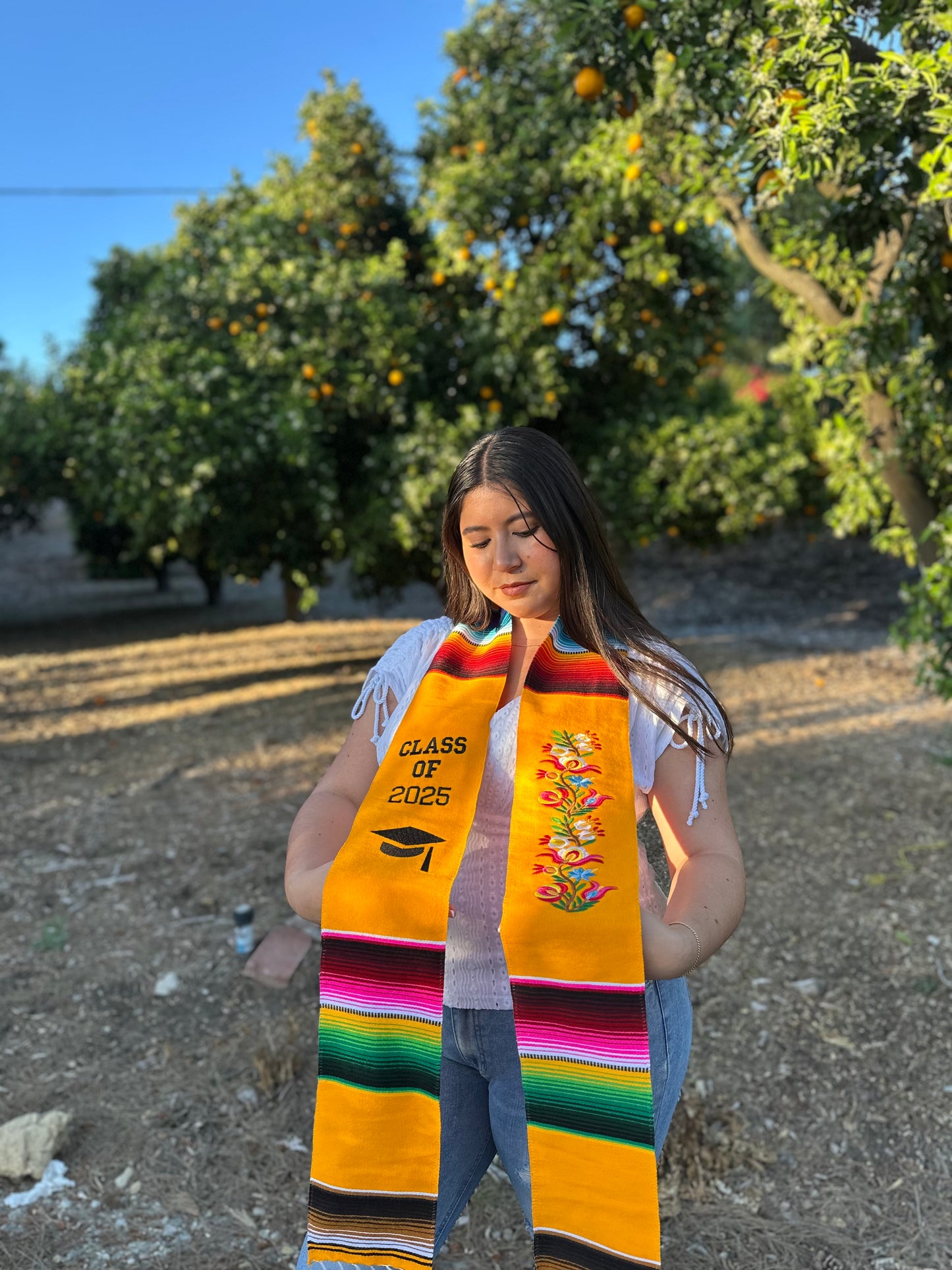 Yellow Floral Class of 2025 Sarape Stole