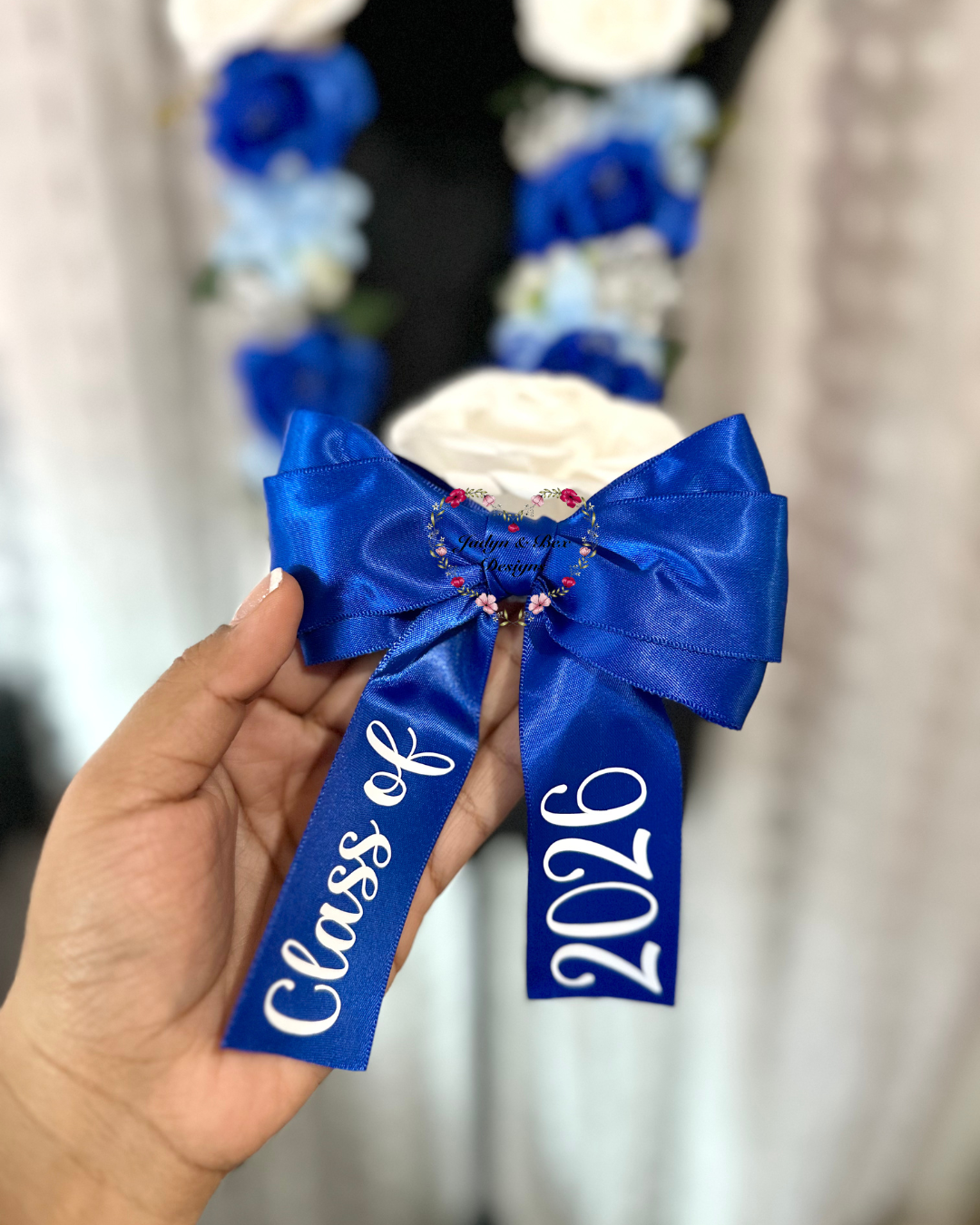 Blue and White Floral Graduation Class of 2026