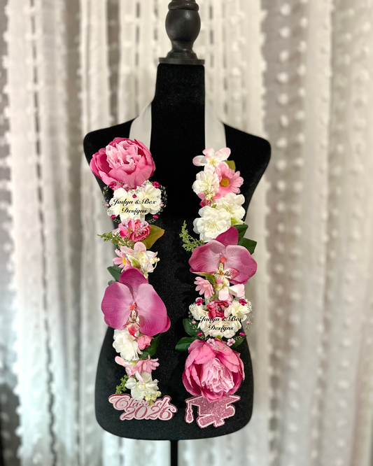 Floral Graduation Lei - Class of 2026- Pink and Blush Floral Designs