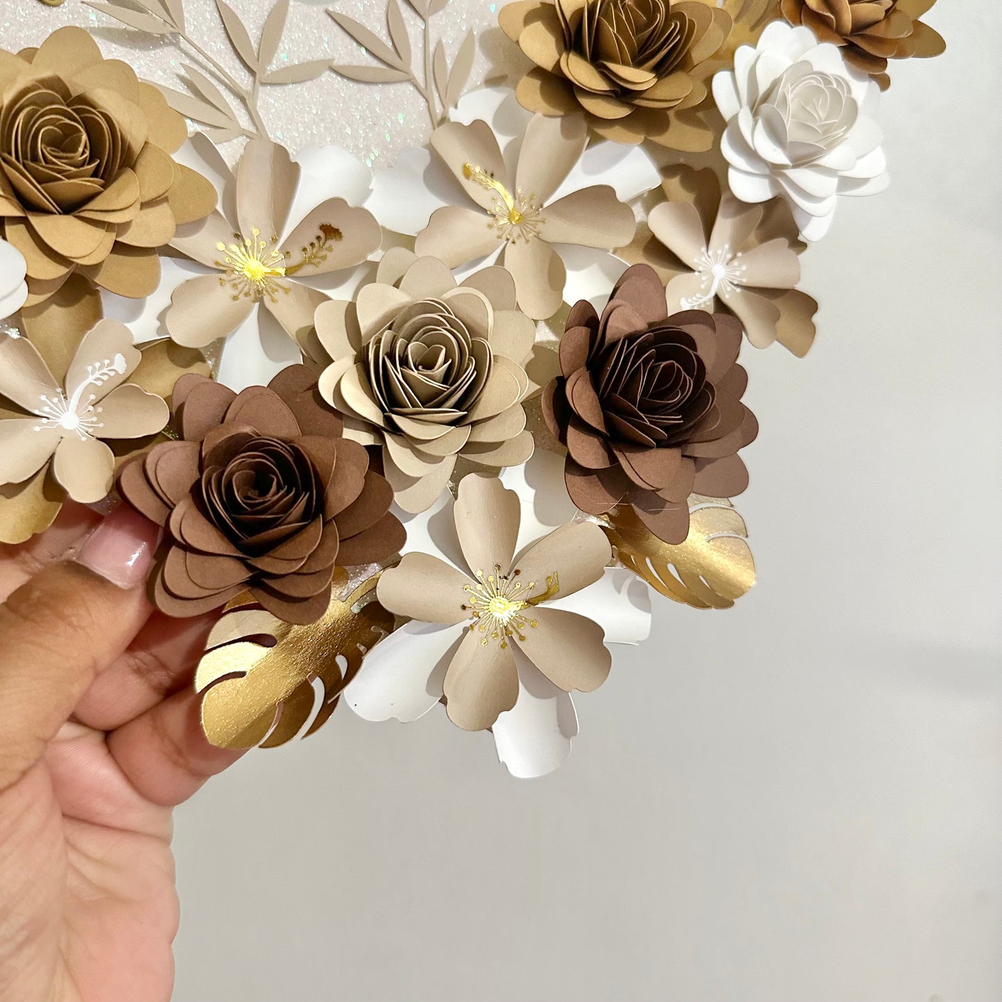 Neutral Hibiscus Floral Graduation Cap Topper