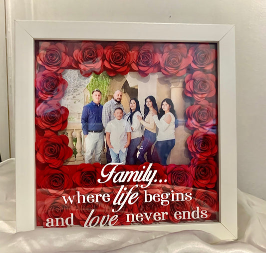Personalized Family Keepsake Floral Shadow Box