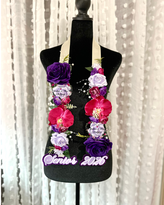 Purple Floral Graduation Lei/Sash Senior 2026