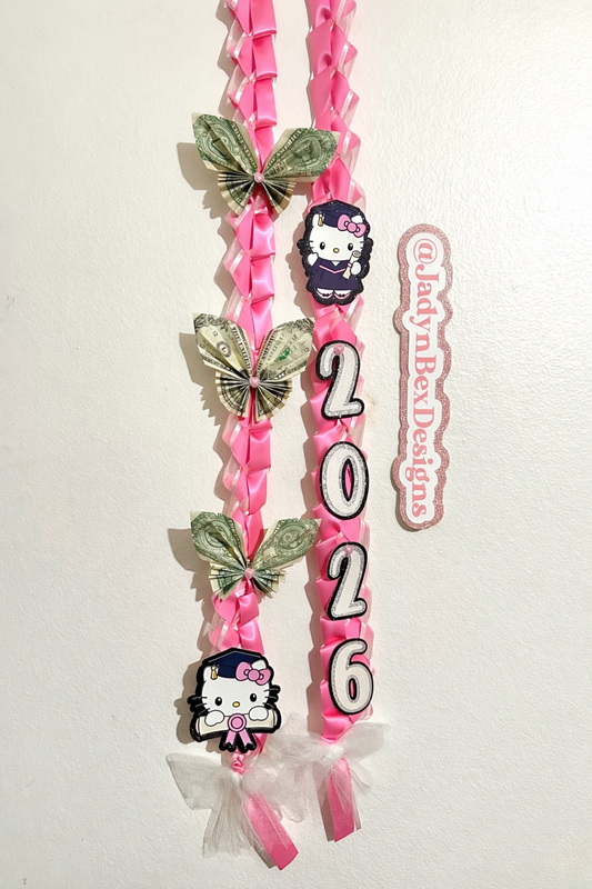 2026 Hot Pink Hello Kitty Graduation Lei