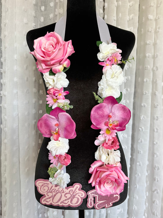 Floral Graduation Lei - Class of 2026- Pink and Blush Floral Designs