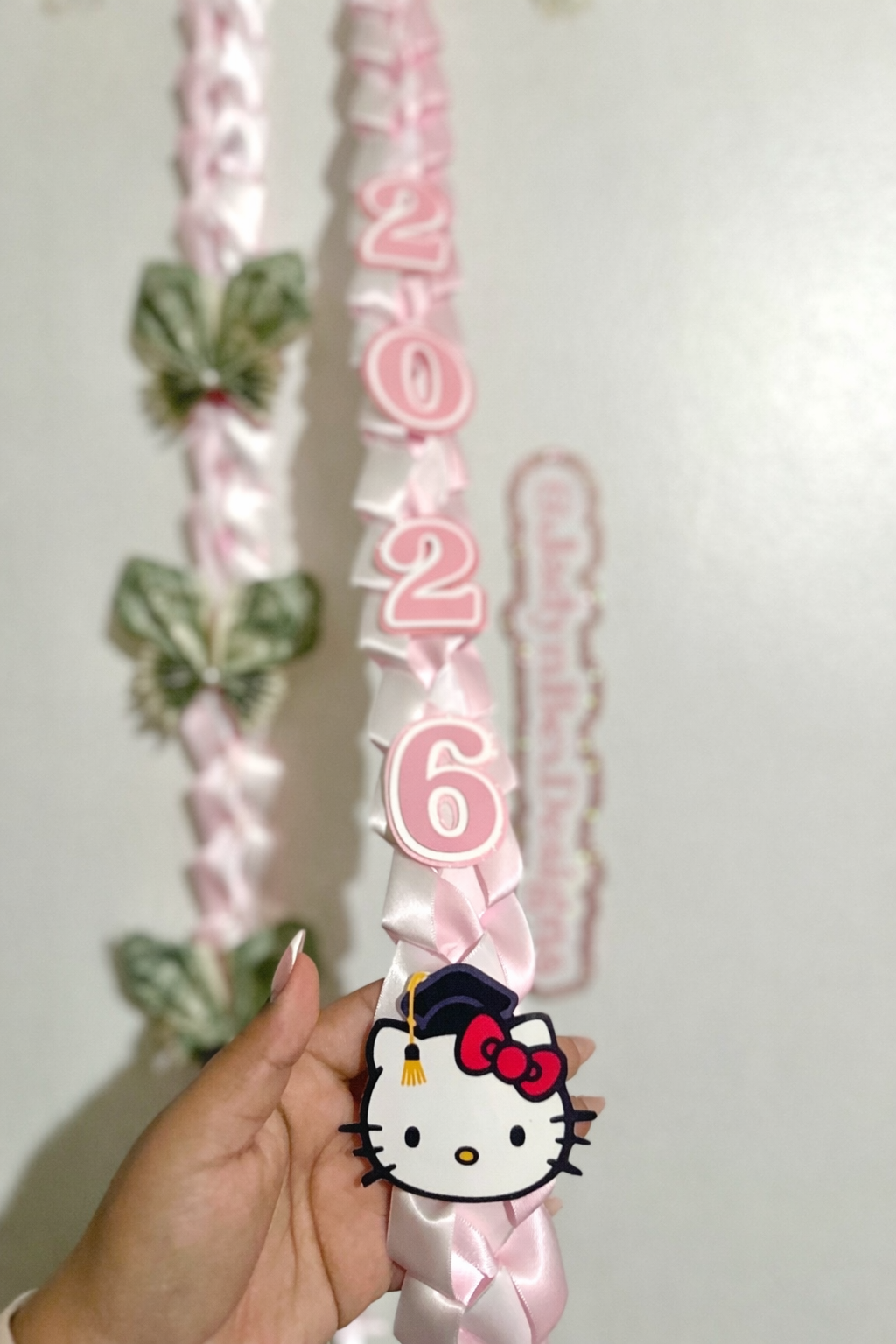 2026 Light Pink Hello Kitty Graduation Lei