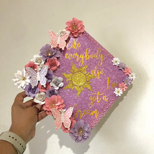 Rapunzel Floral Graduation Cap