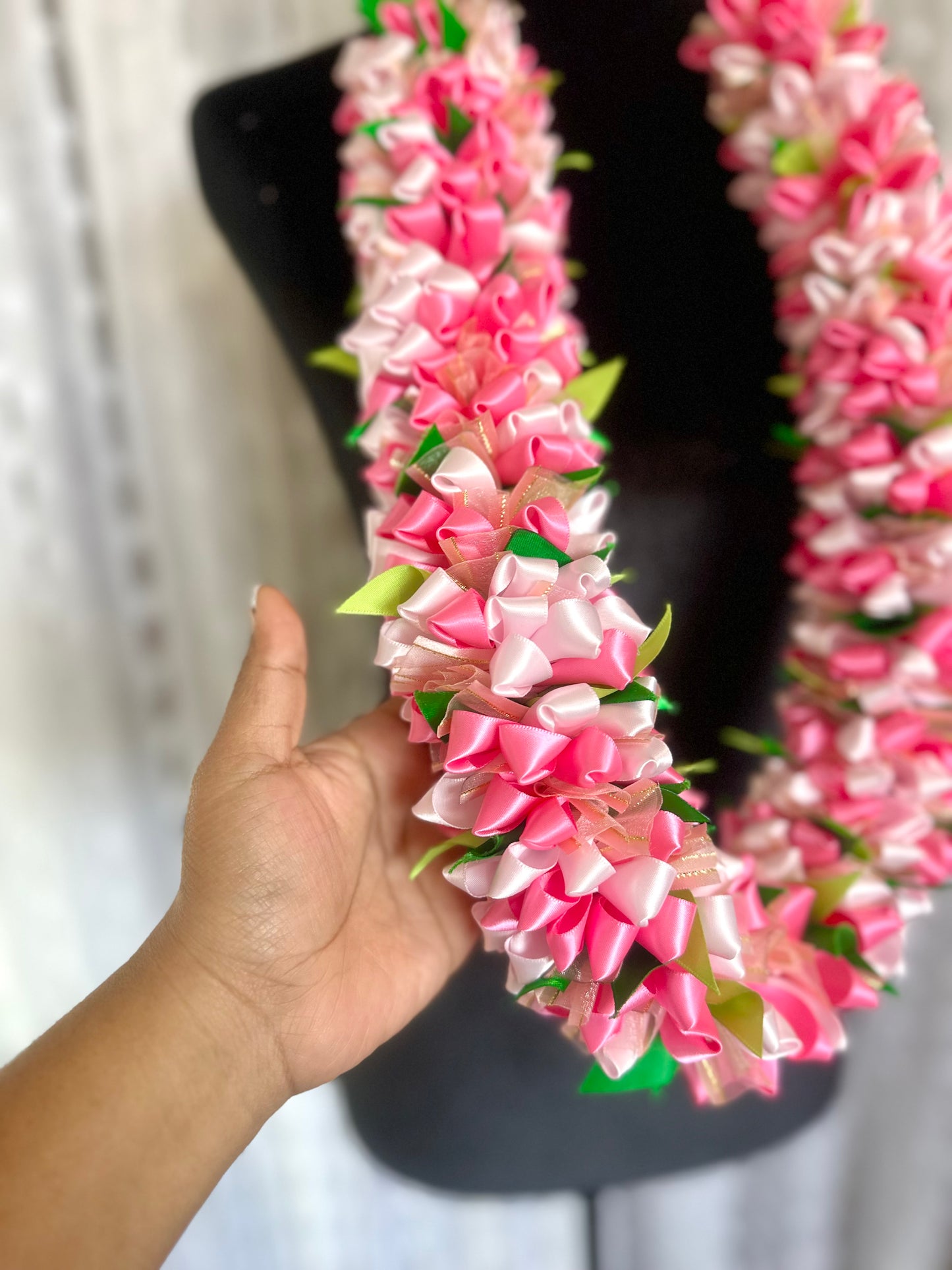 Pinks Floral Pua Ribbon Lei
