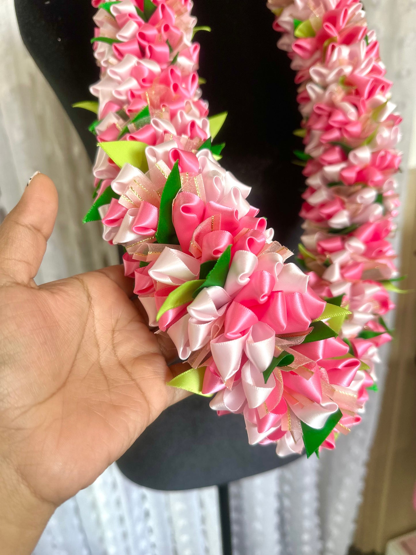 Pinks Floral Pua Ribbon Lei