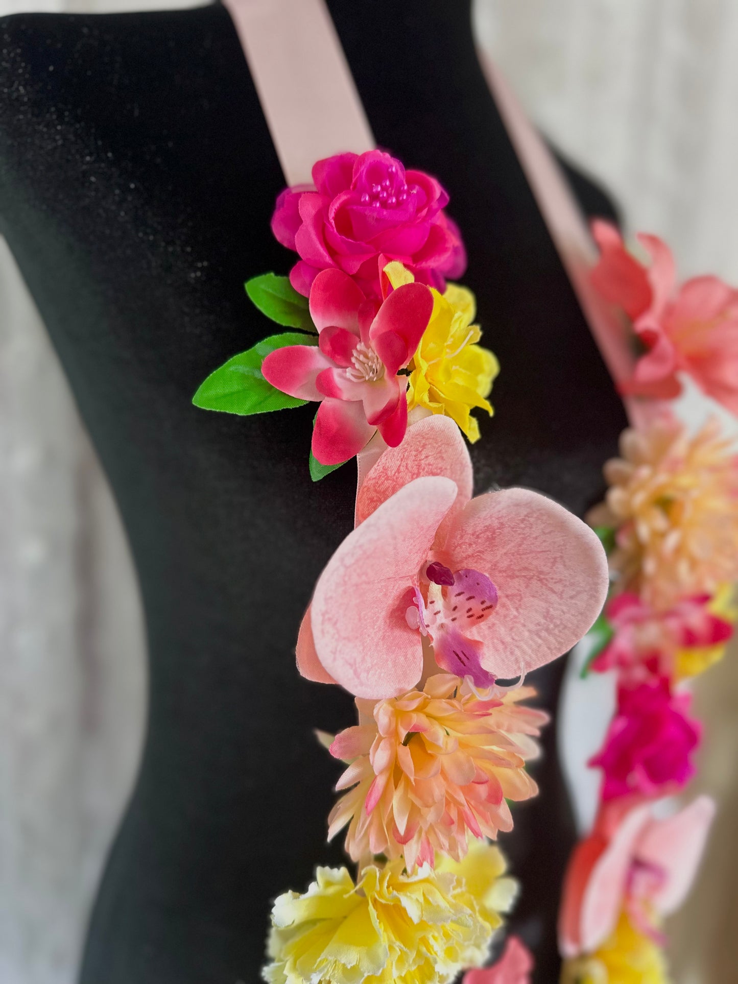 Class of 2026 Personalized Floral Graduation Lei – Pink Custom Name Acrylic Graduation Lei