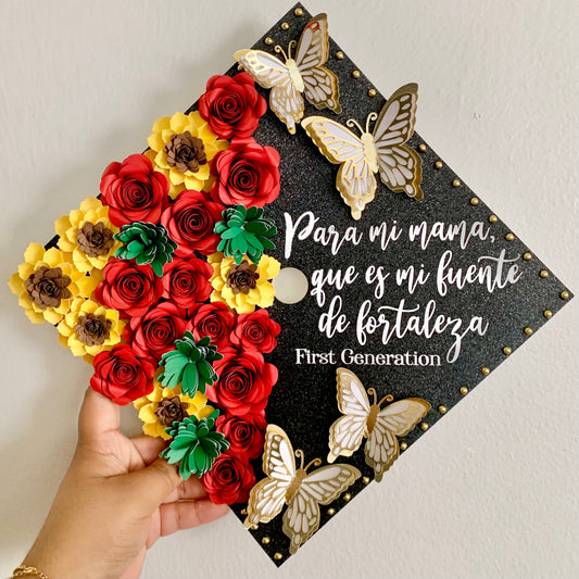 Sunflower and Roses Graduation Cap Topper
