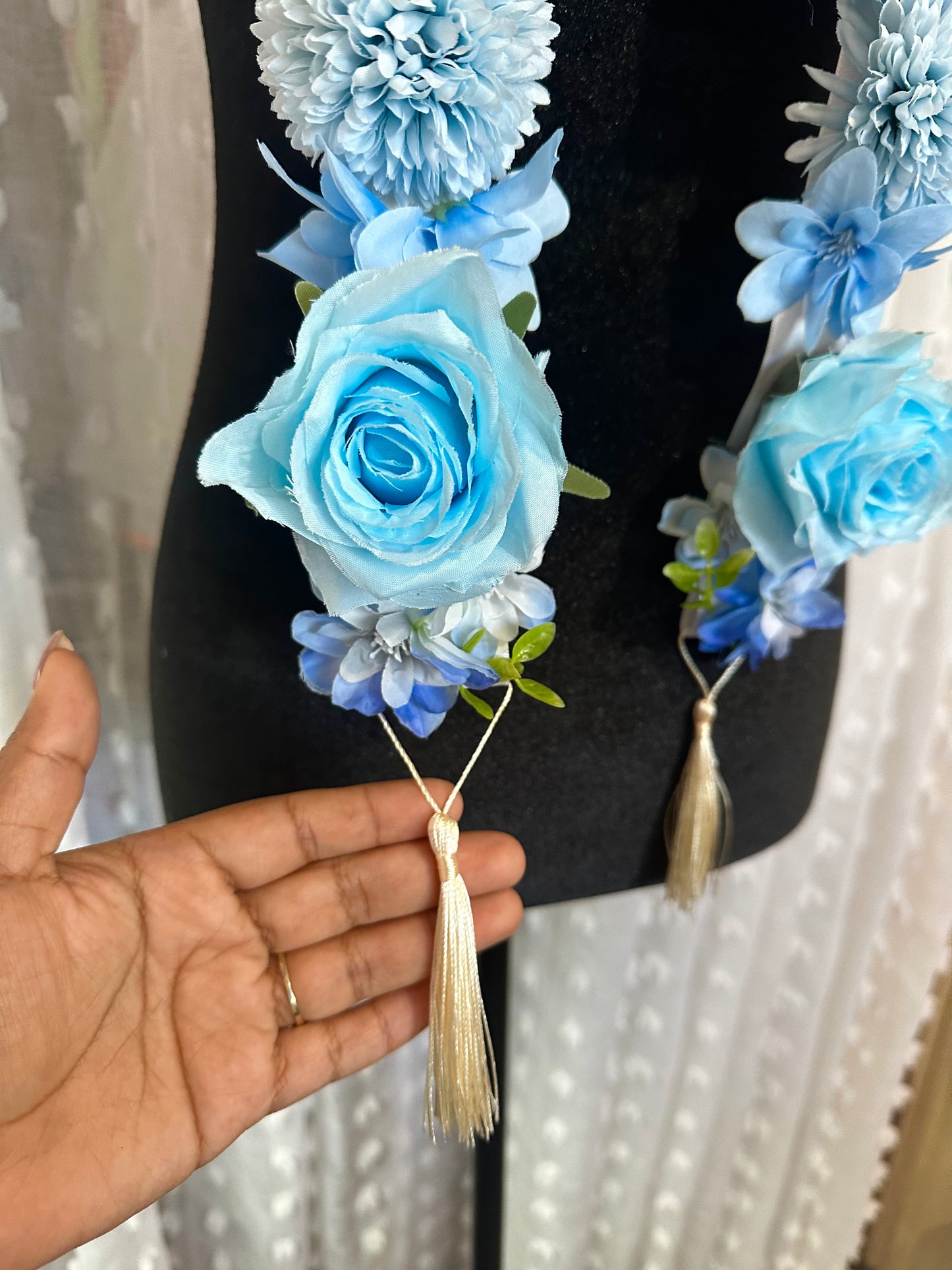 Blue Orchid Floral Sash Custom 2026 Floral Graduation Lei