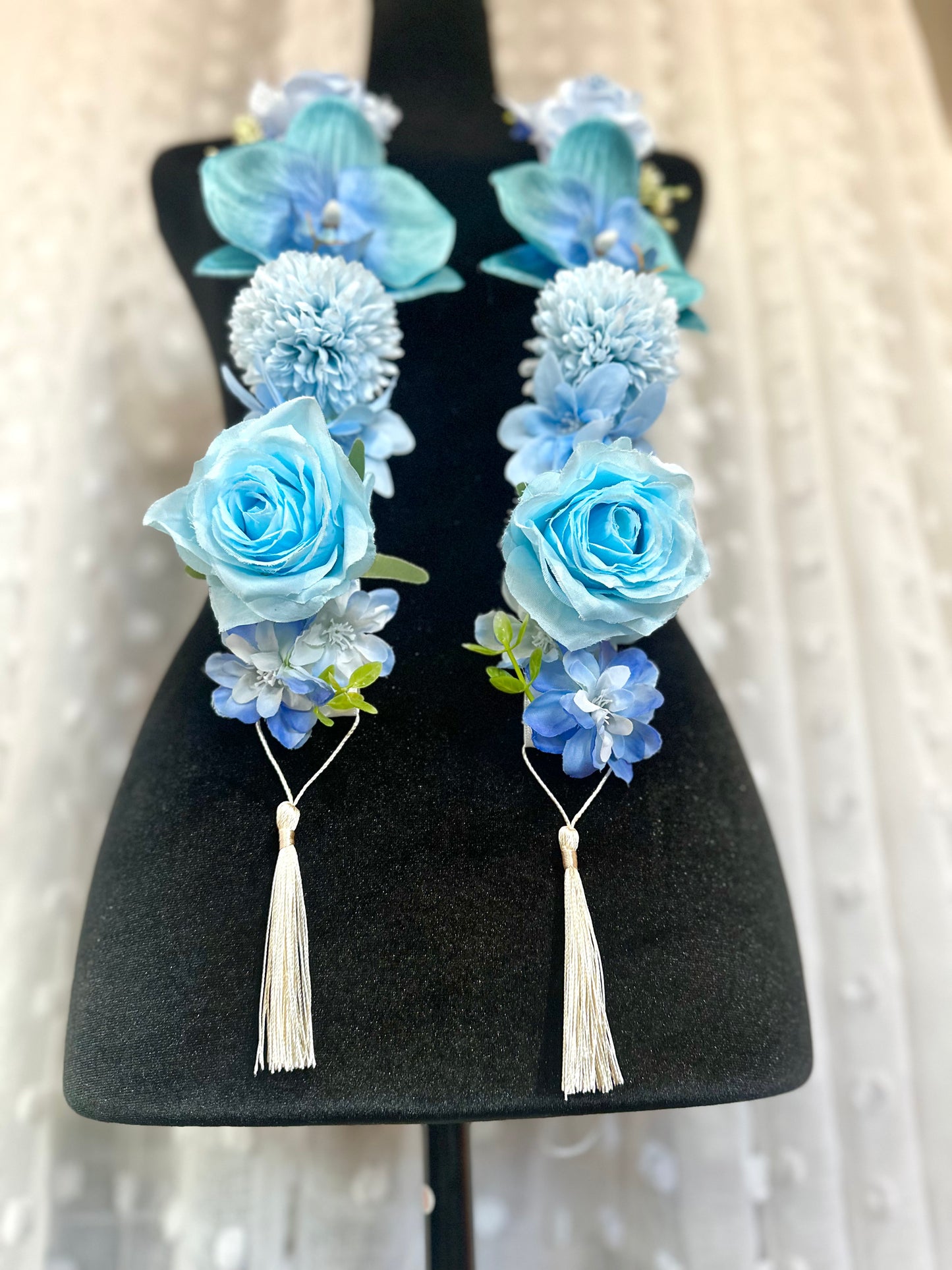 Blue Orchid Floral Sash Custom 2026 Floral Graduation Lei