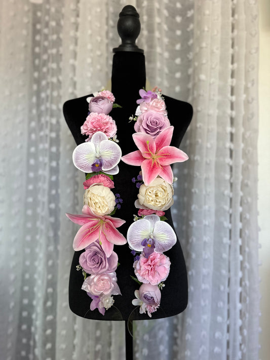Pink Lily and Liliac Blooms Graduation Floral Lei 2026