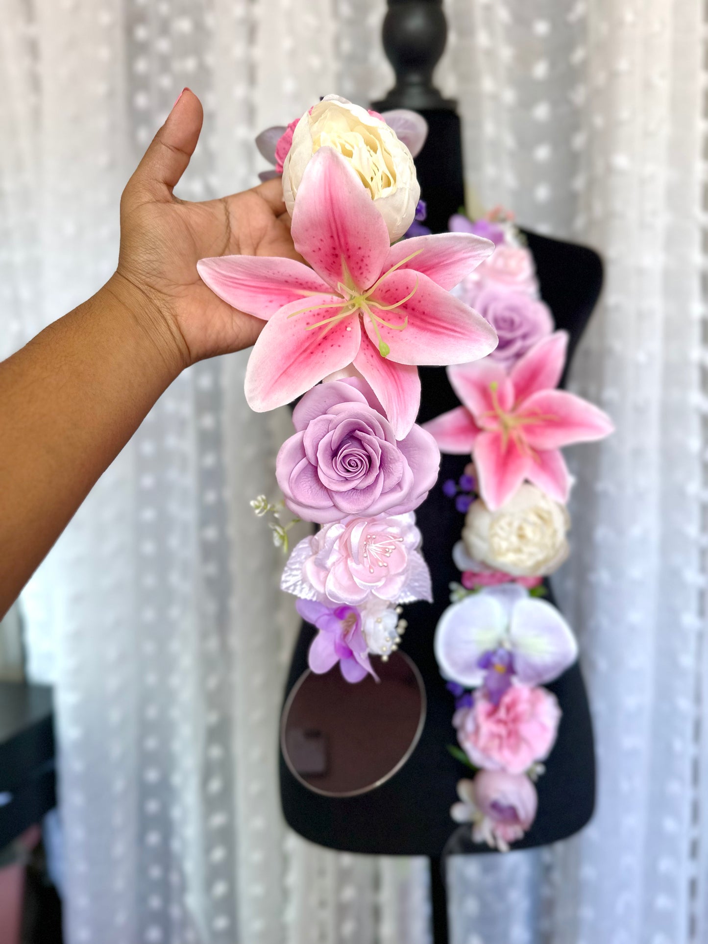 Pink Lily and Liliac Blooms Graduation Floral Lei 2026